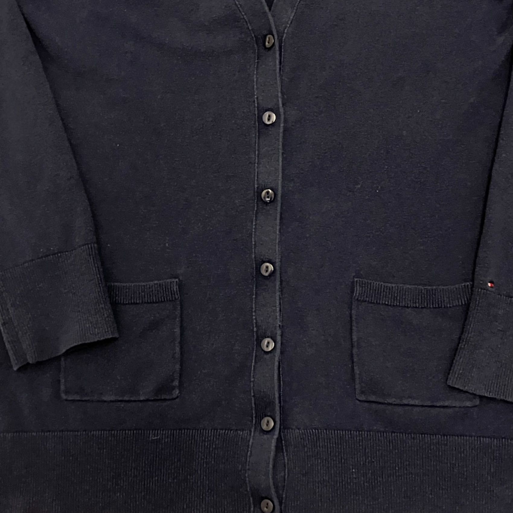 Tommy Hilfiger Tommy Hilfiger Cardigan Womens Large Navy Cashmere Cotton Button Front Size L / US 10 / IT 46 - 2 Thumbnail
