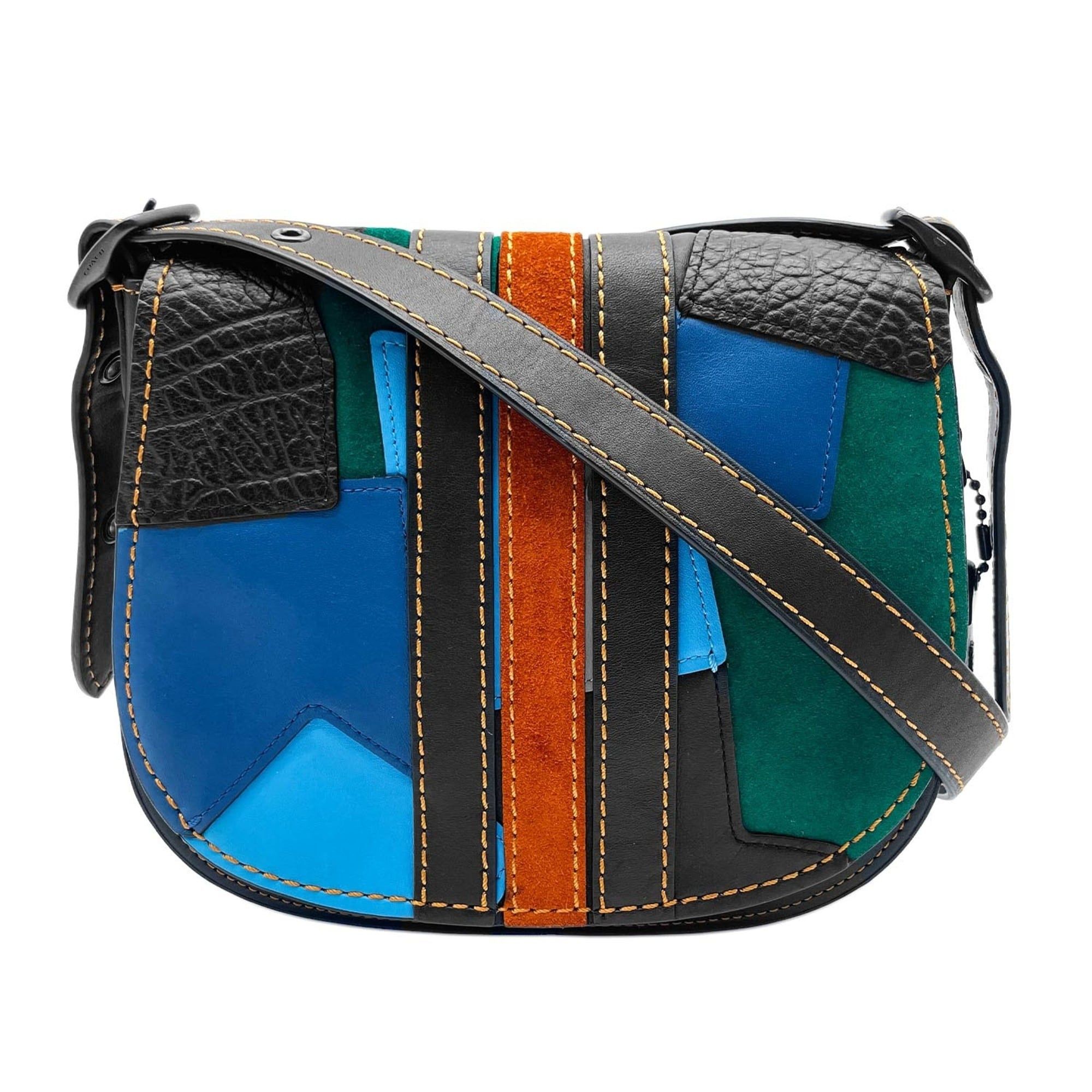 Coach COACH Saddlebag Varsity Patchwork Shoulder Bag 20115 Glovetanned Leather Black Men's and Women's Size ONE SIZE - 1 Thumbnail