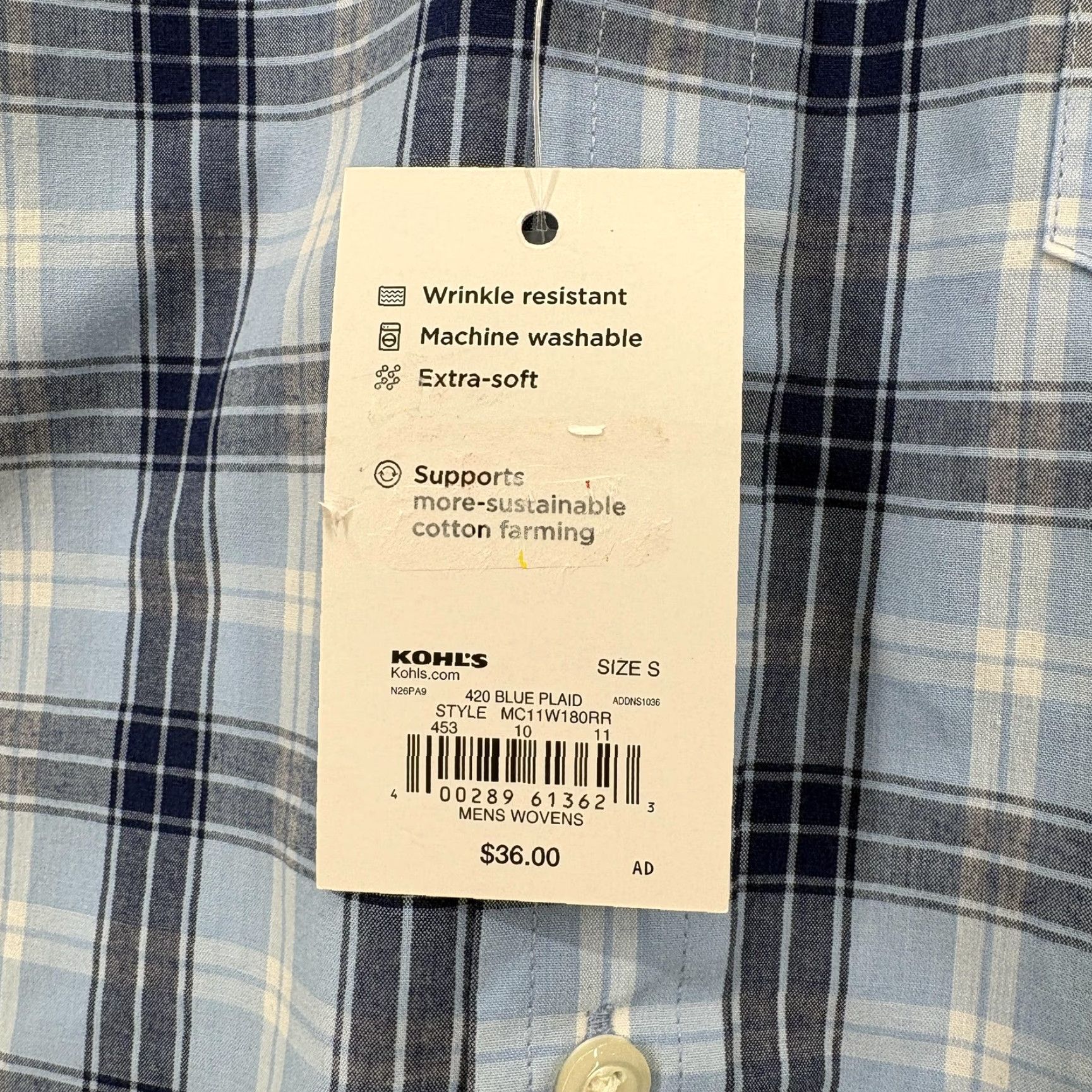 Croft & Barrow Croft & Barrow Easy Care Shirt Mens Small Blue Plaid Short Sleeve Button-Up NWT Size US S / EU 44-46 / 1 - 5 Thumbnail