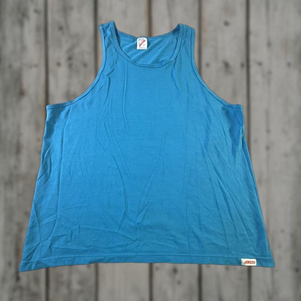 Jerzees VINTAGE Jerzees Tank Top Mens L Blue 50/50 Made USA Gym Muscle Shirt 80s 90s Size US L / EU 52-54 / 3 - 1 Thumbnail