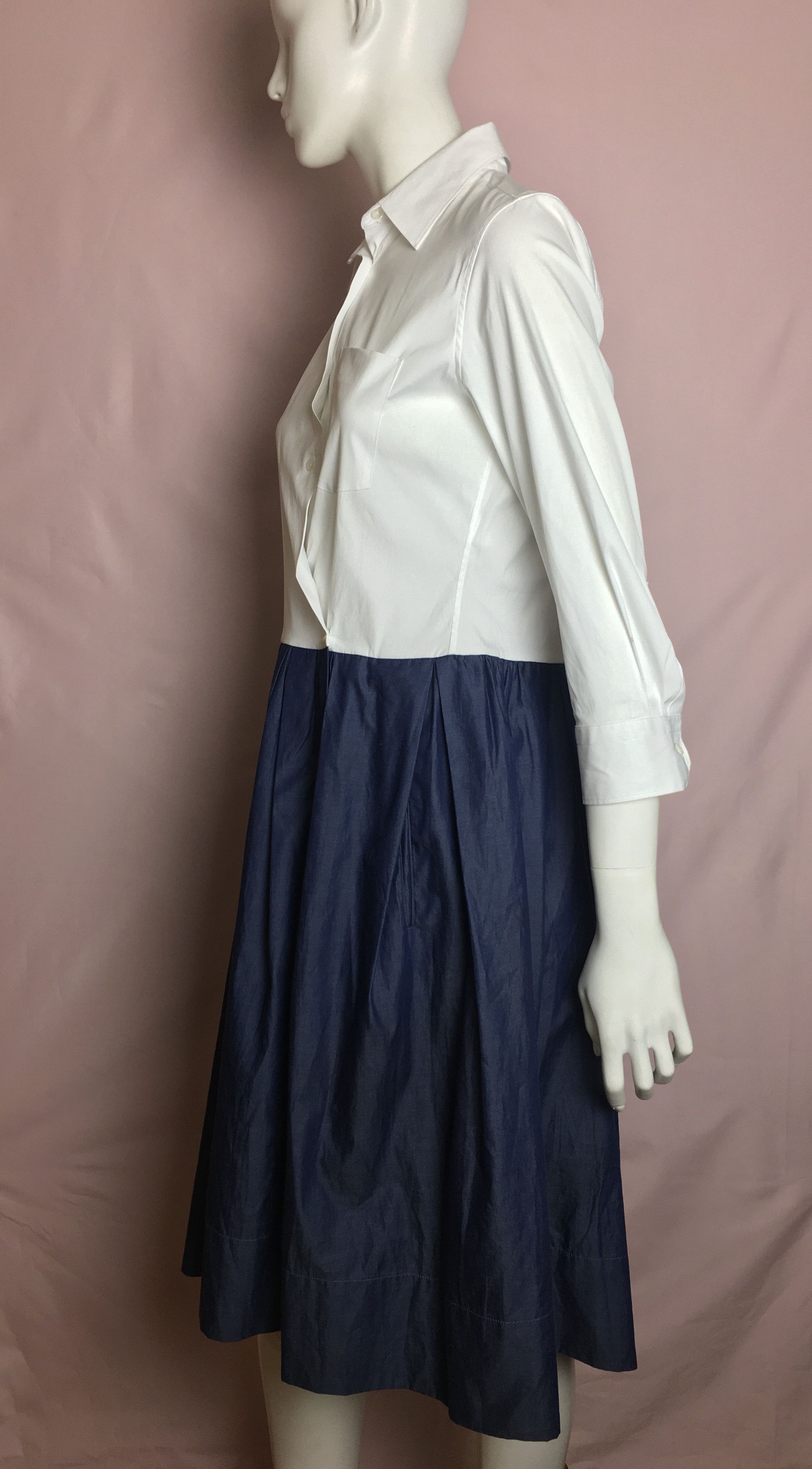 Other SARA ROKA Shirt Dress White/Navy Cotton EU 40 Size M / US 6-8 / IT 42-44 - 4 Thumbnail