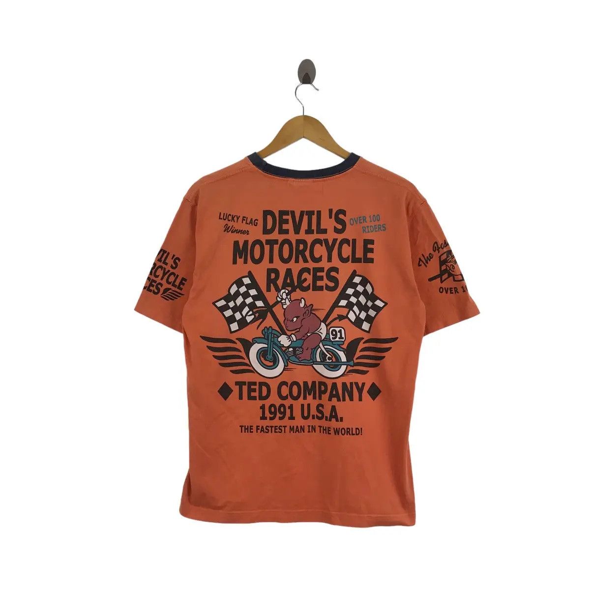 Vintage Vtg 1991 TED COMPANY USA Devil’s Motorcycle Races Tee Shirt Size US M / EU 48-50 / 2 - 1 Thumbnail