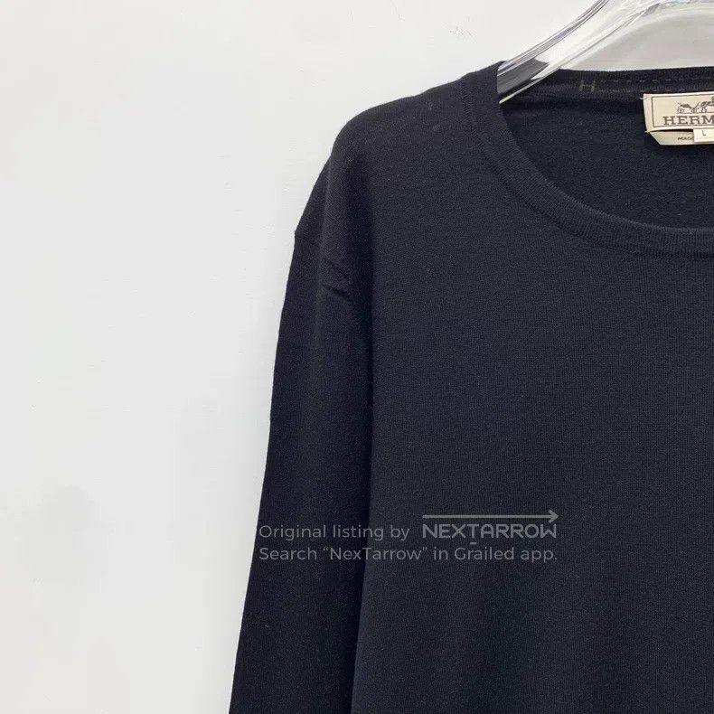 Hermes Hermes Black wool round neck long-sleeve knit Size L / US 10 / IT 46 - 3 Thumbnail