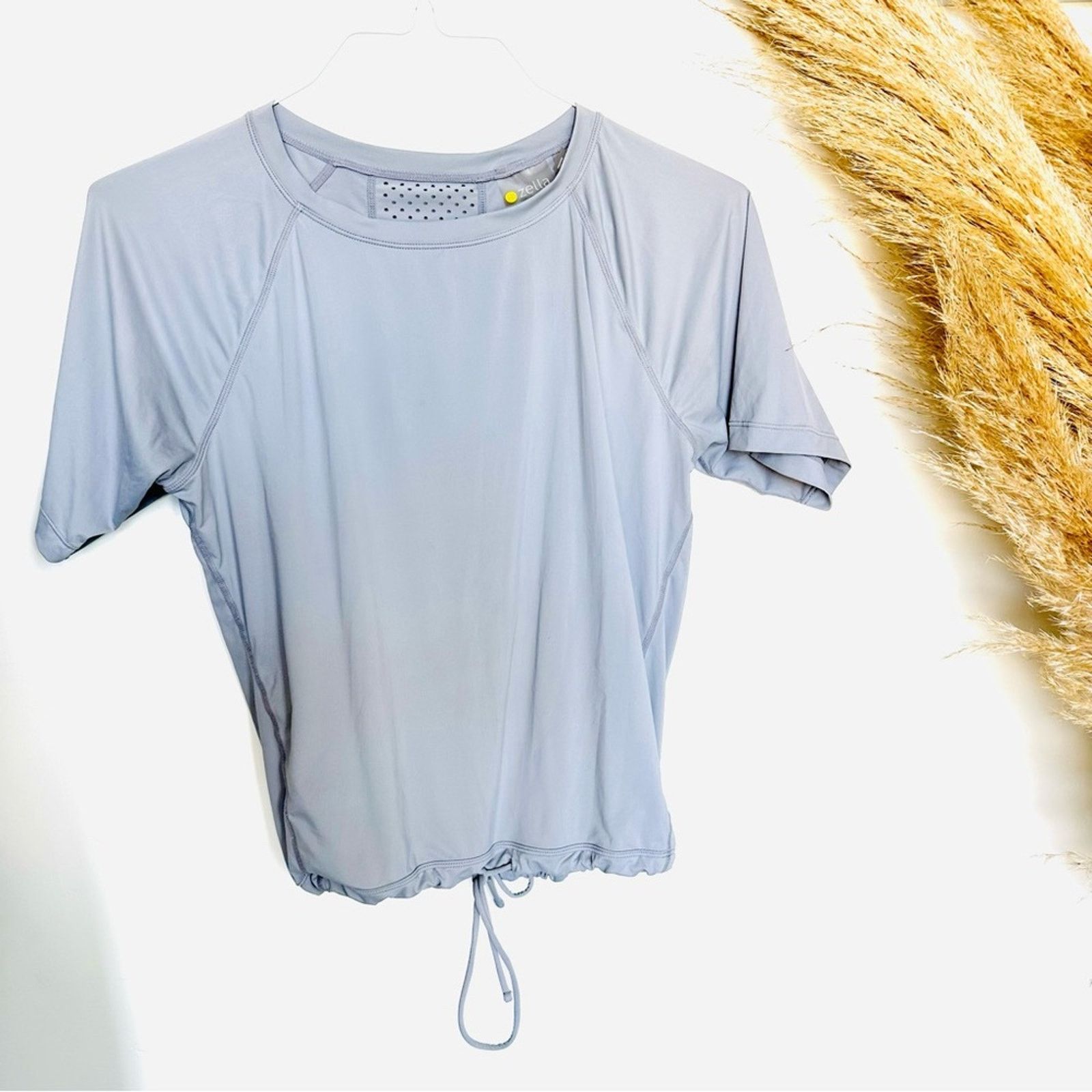 Nordstrom NORDSTROM ZELLA Grey Short Sleeve Drawstring Tie Shirt Top Size XS / US 0-2 / IT 36-38 - 8 Thumbnail