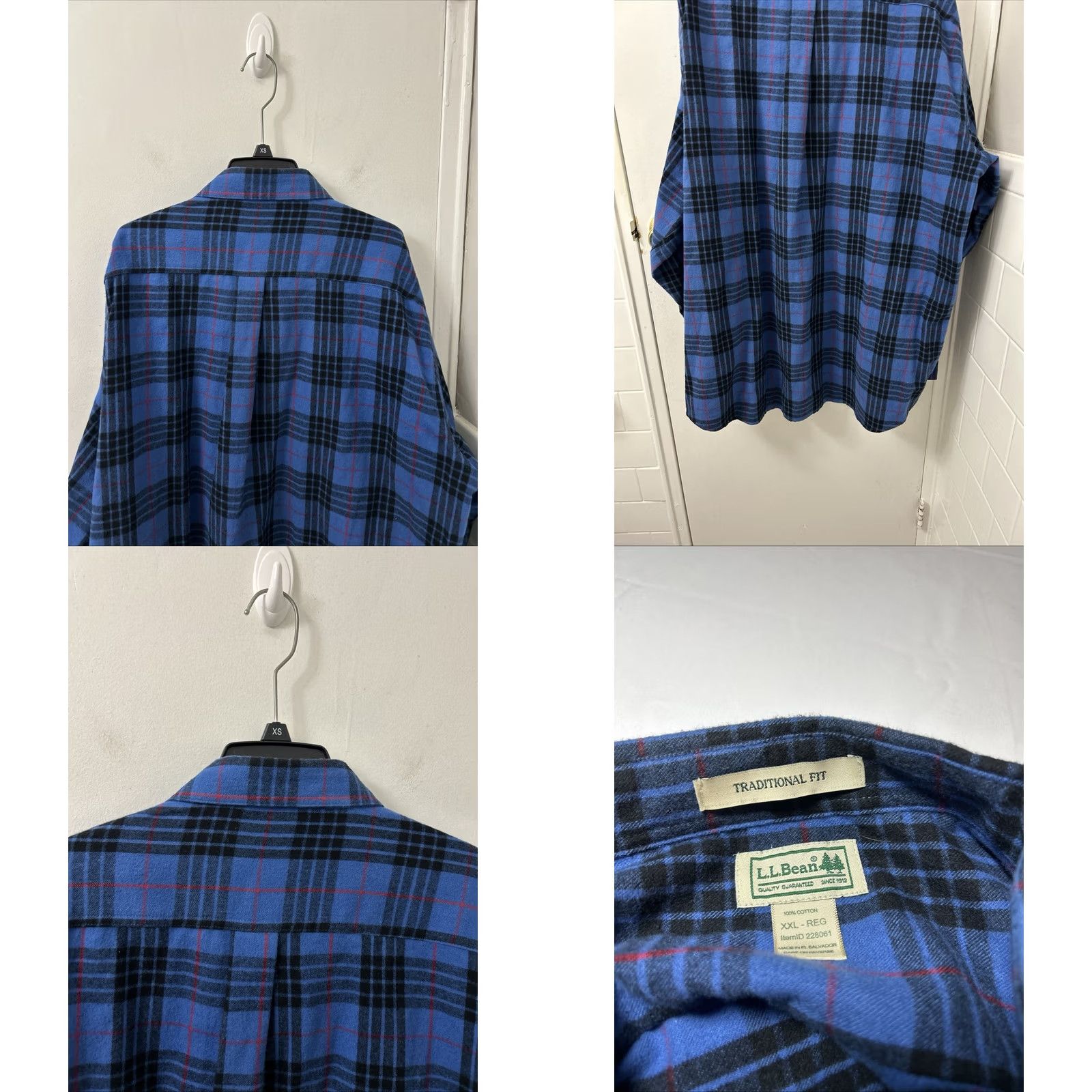 Vintage LL Bean Scotch Plaid Flannel Shirt Mens 2XL Blue Traditional Fit L/S 228061 Size US XXL / EU 58 / 5 - 8 Thumbnail