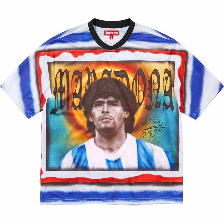 image of Supreme Maradona Soccer Jersey in Blue, Men's (Size Small)