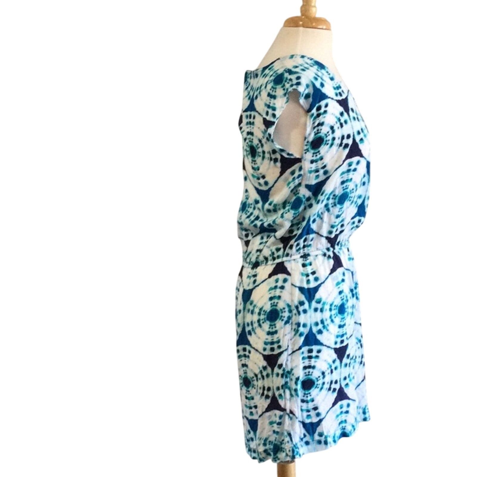 Banana Republic Banana Republic Blue/White Elastic Waist A-line Dress Size M Size M / US 6-8 / IT 42-44 - 4 Thumbnail