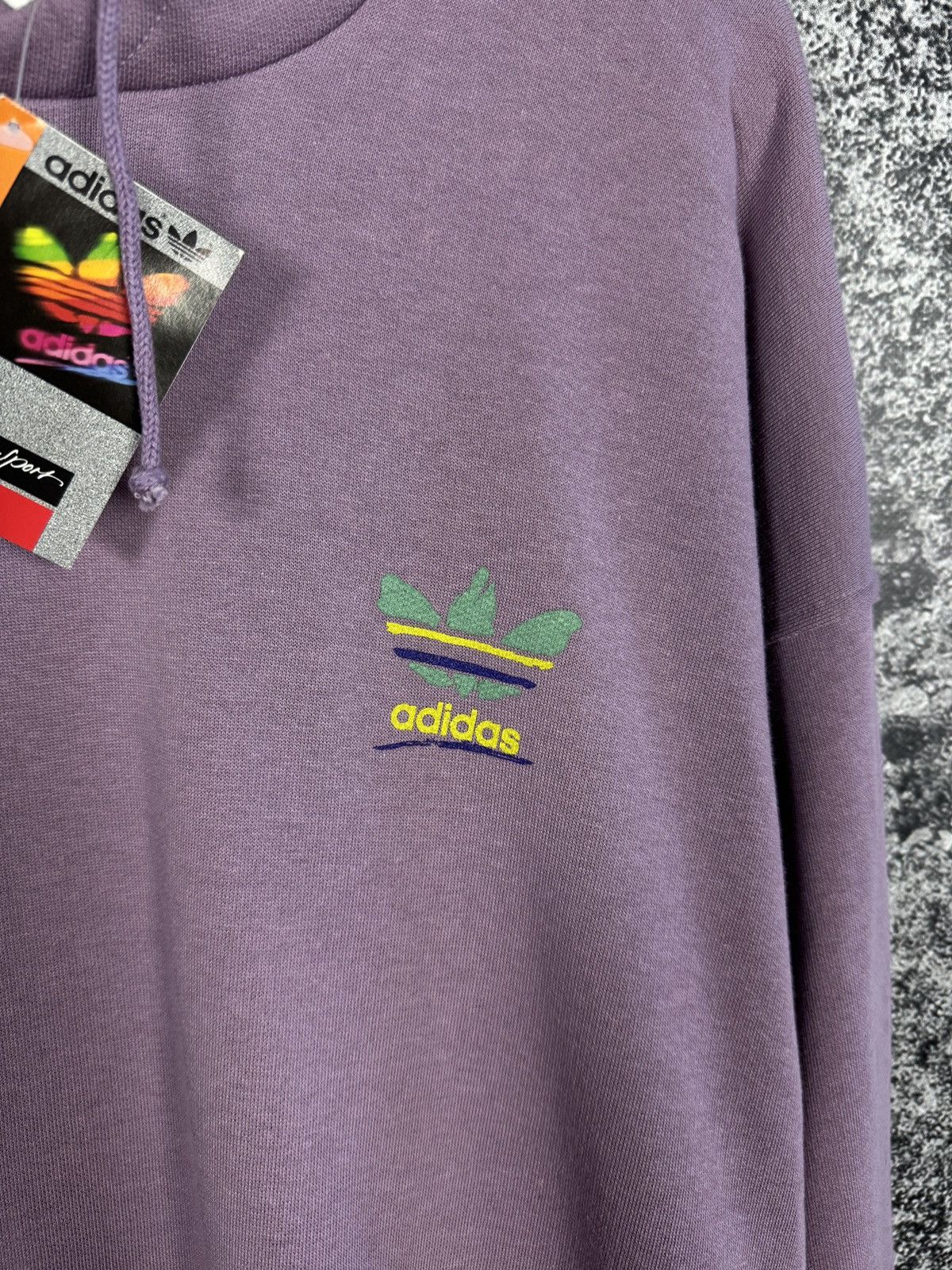Adidas Vintage 90s Adidas Hoodie Purple Trefoil Logo Pullover Sz M Size US M / EU 48-50 / 2 - 6 Thumbnail