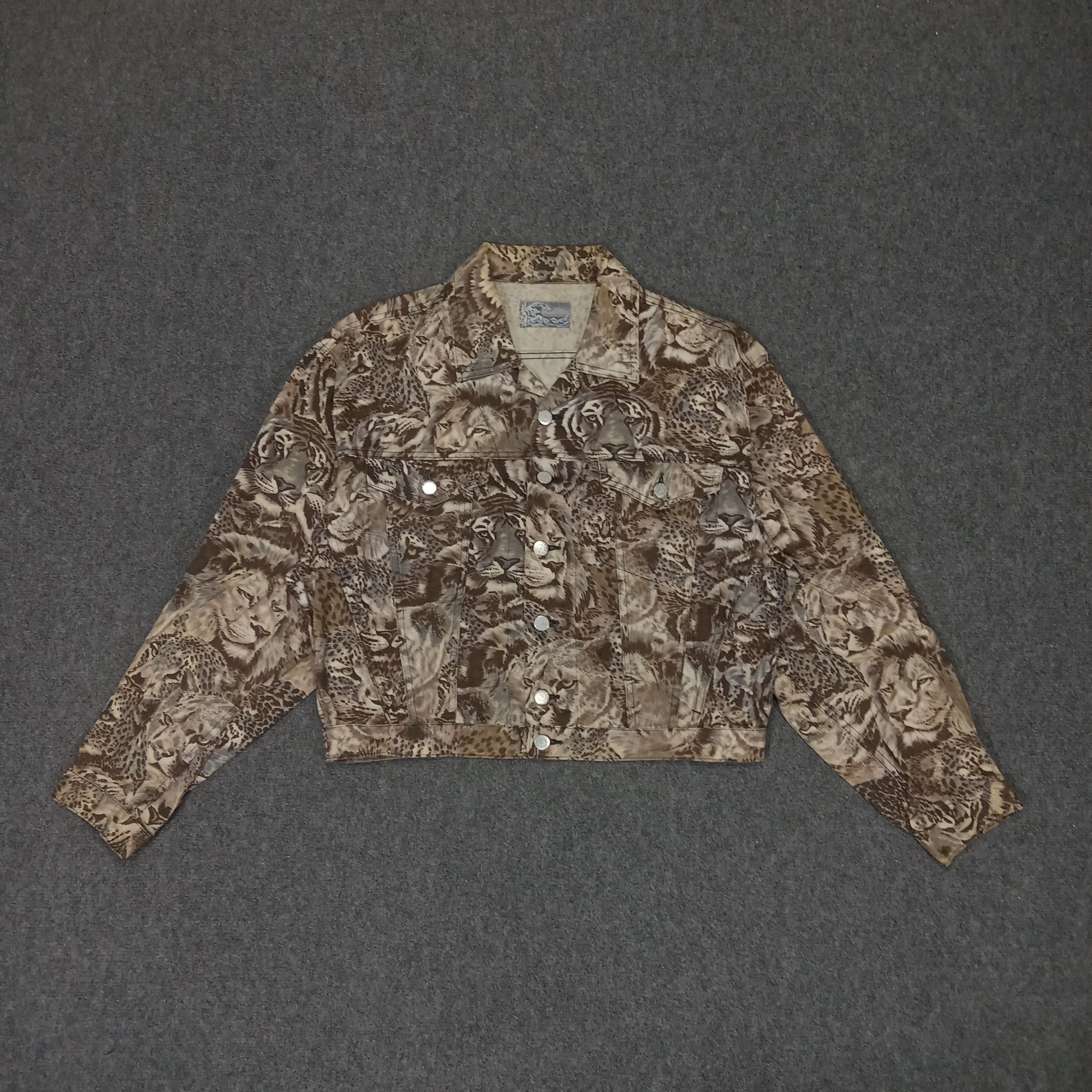 Kenzo 90’s KENZO JEANS Full Print Design Crop Jacket Size L / US 10 / IT 46 - 1 Thumbnail