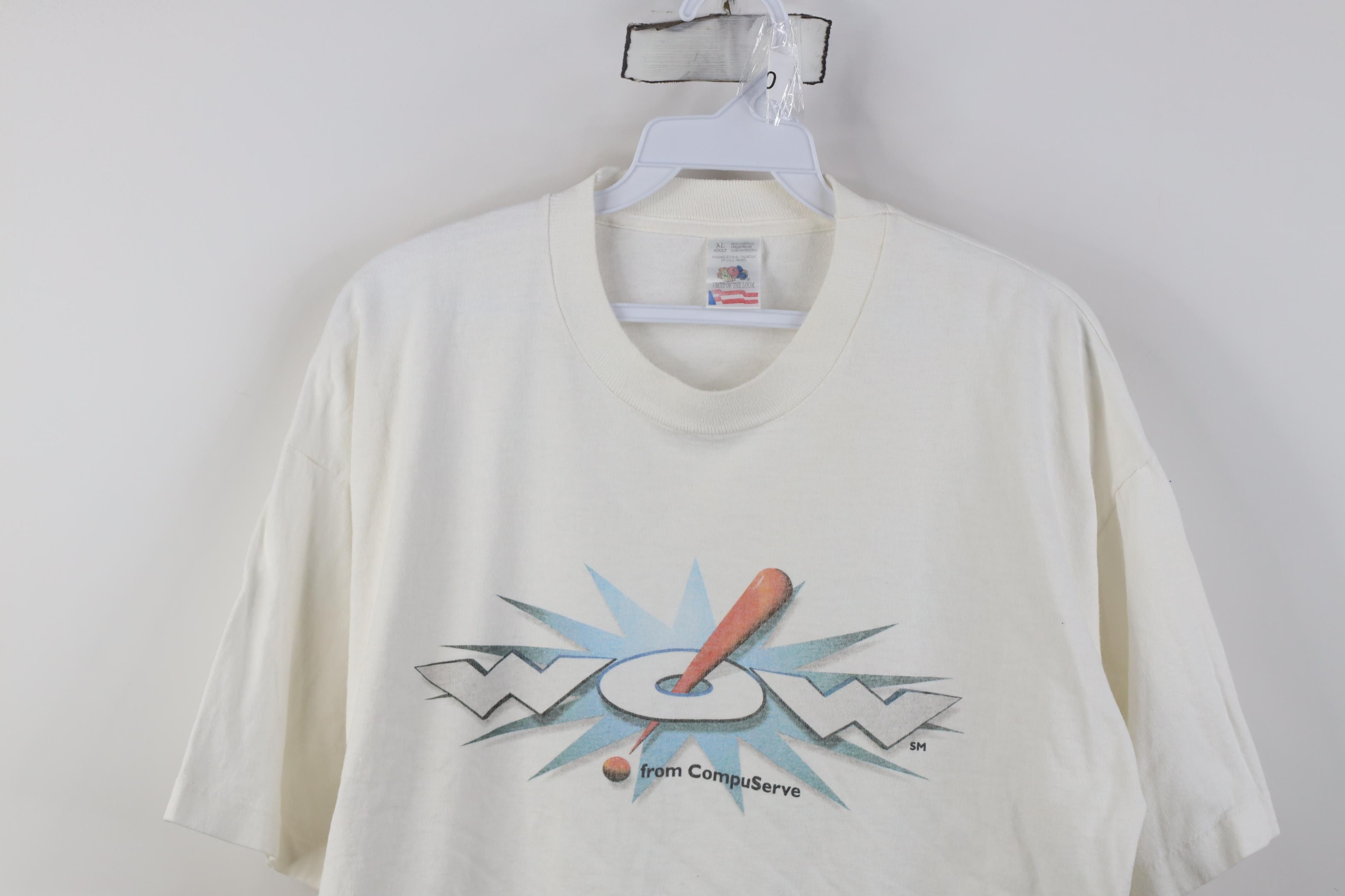 Vintage Vintage 90s WOW CompuServe Computers T-Shirt White USA Size US XL / EU 56 / 4 - 2 Thumbnail