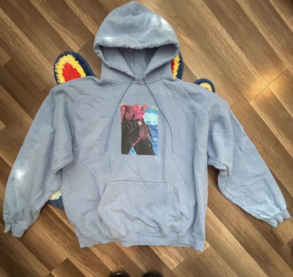 Hanes Anime Style Light Blue Hoodie Size US M / EU 48-50 / 2 - 1 Thumbnail