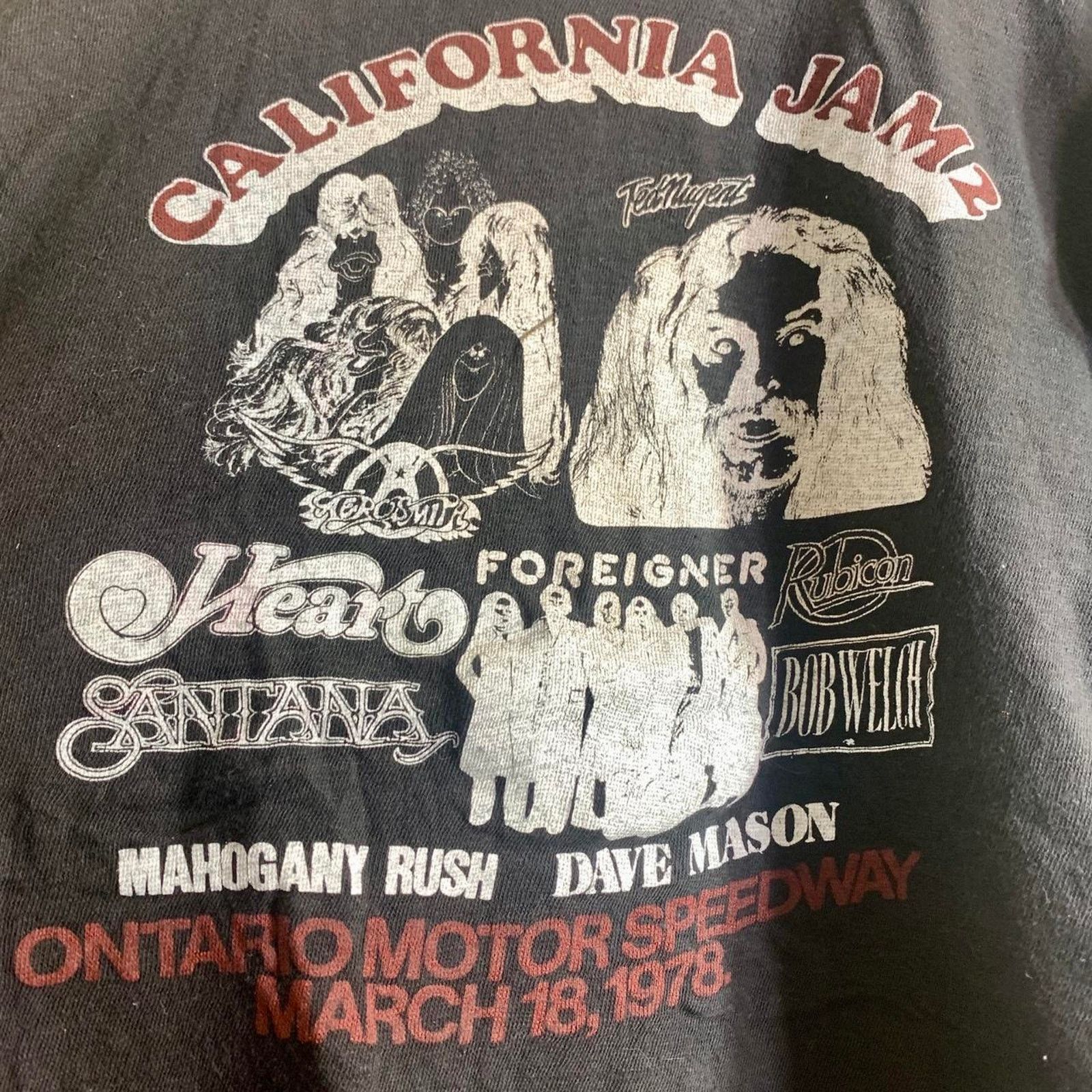 Vintage 1978 AEROSMITH TED NUGENT SANTANA California Jam 2 tee shirt Size US XL / EU 56 / 4 - 1 Thumbnail