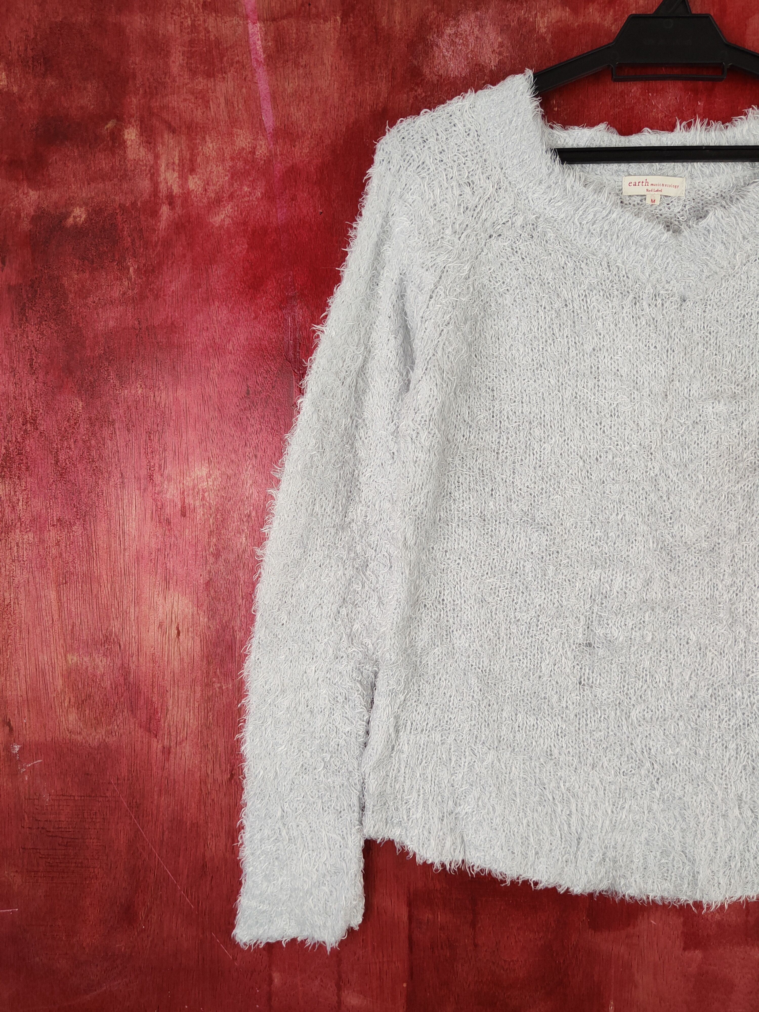 Japanese Brand × Vintage Earth Music & Ecology Light Blue Fur Mohair Knitwear #S1909 Size M / US 6-8 / IT 42-44 - 3 Thumbnail