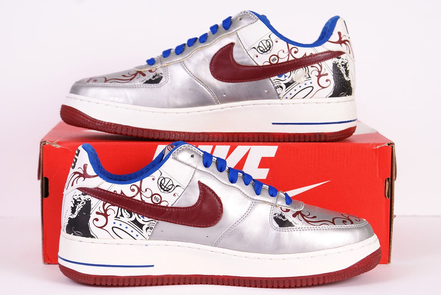 Nike 2006 Nike Air Force 1 LEBRON COLLECTION ROYALE Silver Red Size US 9.5 / EU 42-43 - 3 Thumbnail