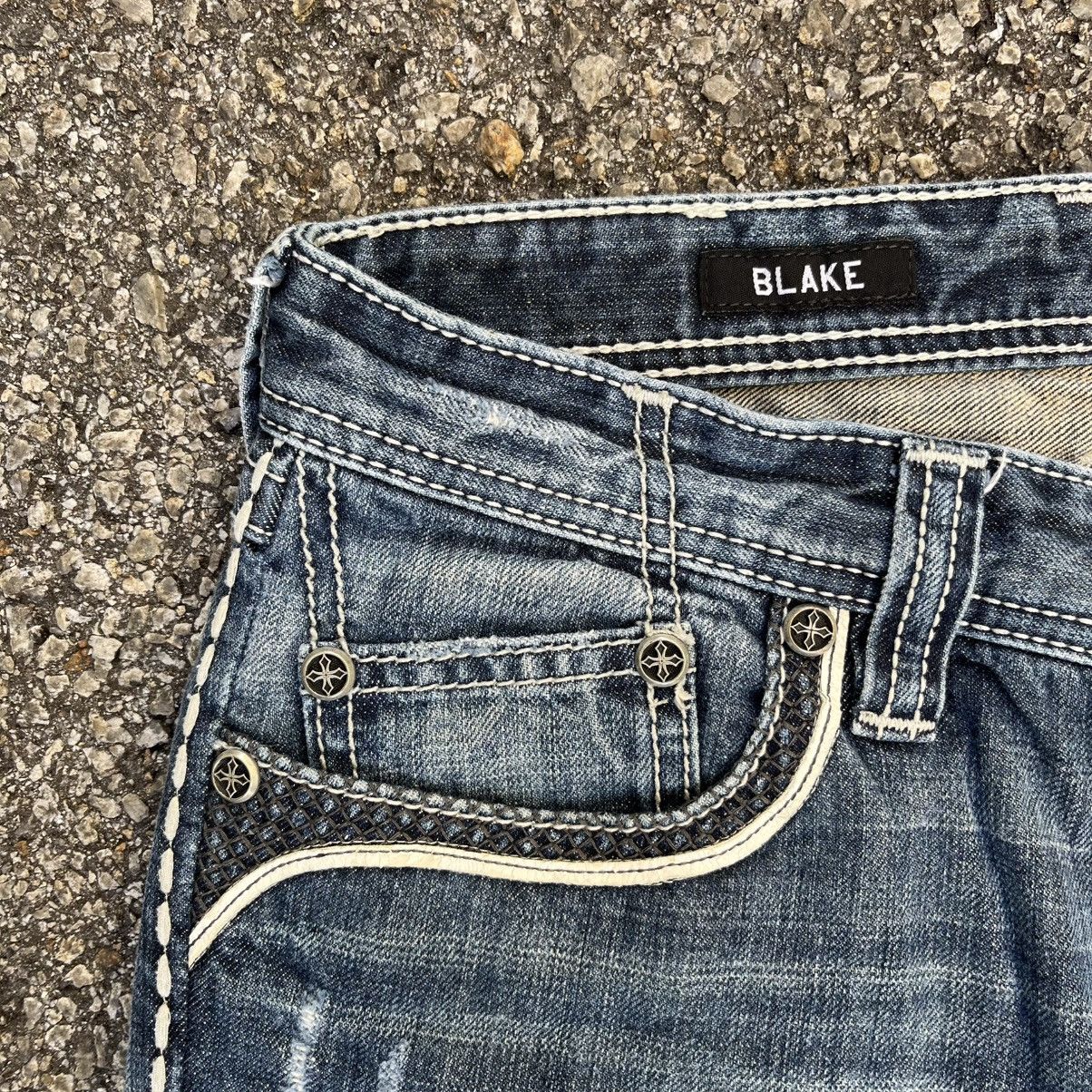 Affliction Vintage Y2K Affliction Jeans Blake Tribal Cross Skulls Size US 32 / EU 48 - 5 Thumbnail