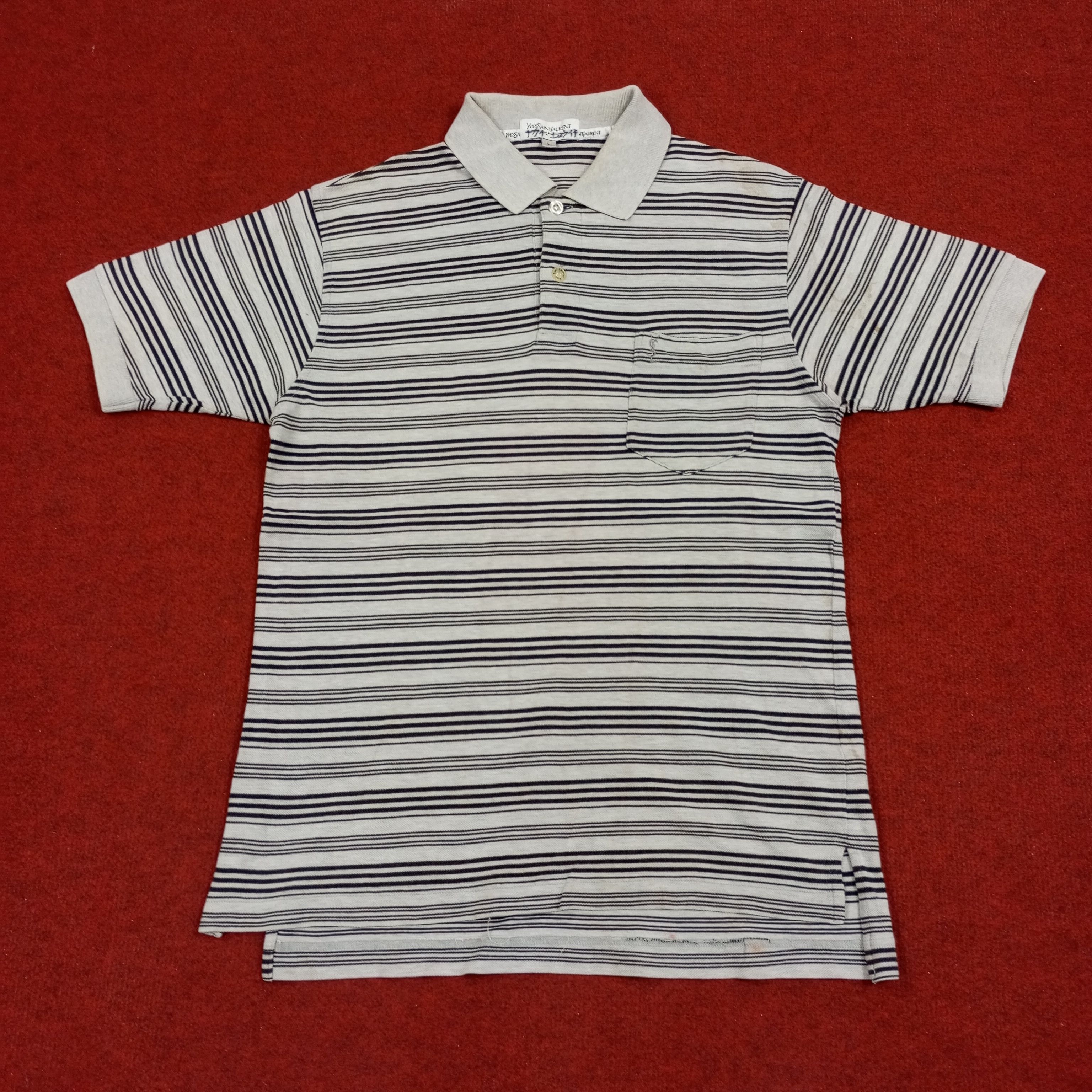 Vintage × Yves Saint Laurent Yves Saint Laurent YSL Logo Pocket Design Casual Polos Size US L / EU 52-54 / 3 - 1 Thumbnail