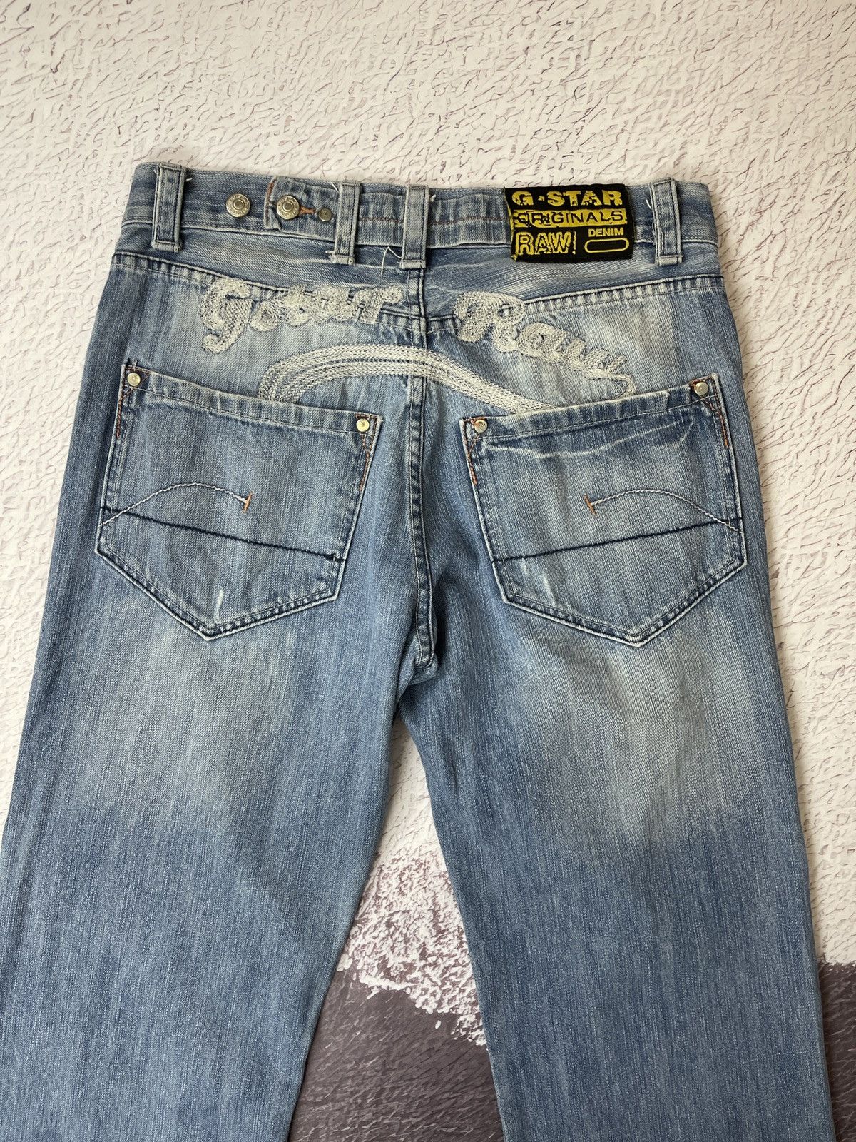 G-Star G-Star Raw vintage Elwood big logo distressed denim jeans Size US 31 - 14 Thumbnail
