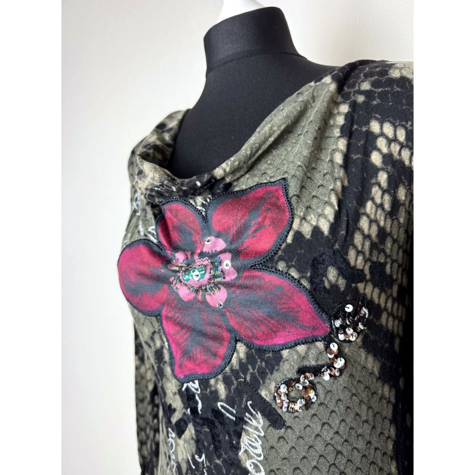 Desigual Desigual Womens Long Sleeve Shirt M Brown Cotton T-Shirt Size M / US 6-8 / IT 42-44 - 2 Thumbnail