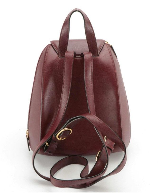 Cartier Cartier Bordeaux Leather Backpack – Gold-Tone Hardware Size ONE SIZE - 3 Thumbnail