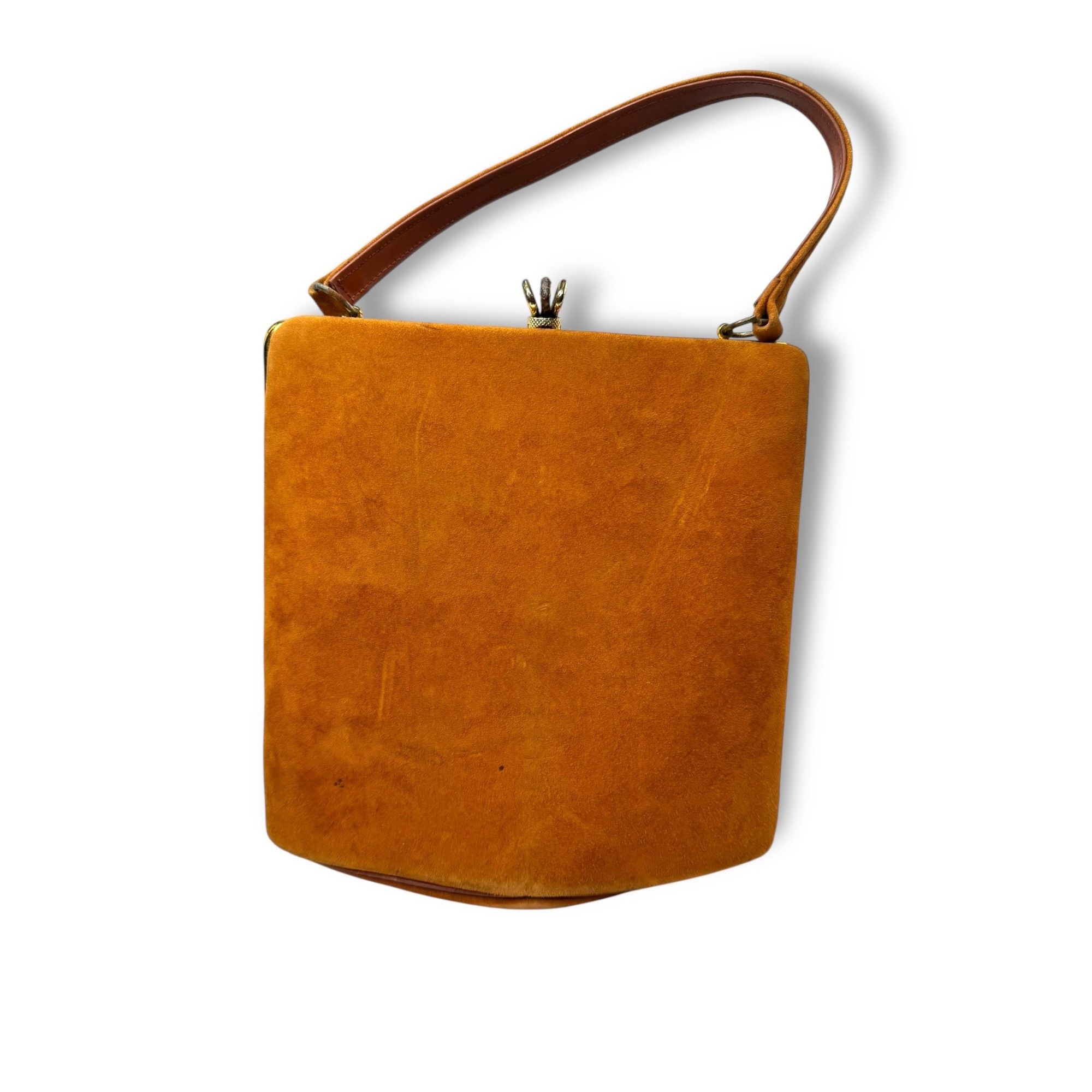 Other Vintage 1950s Melbourne Bags Camel Brown Suede Handbag Handl Size ONE SIZE - 1 Thumbnail