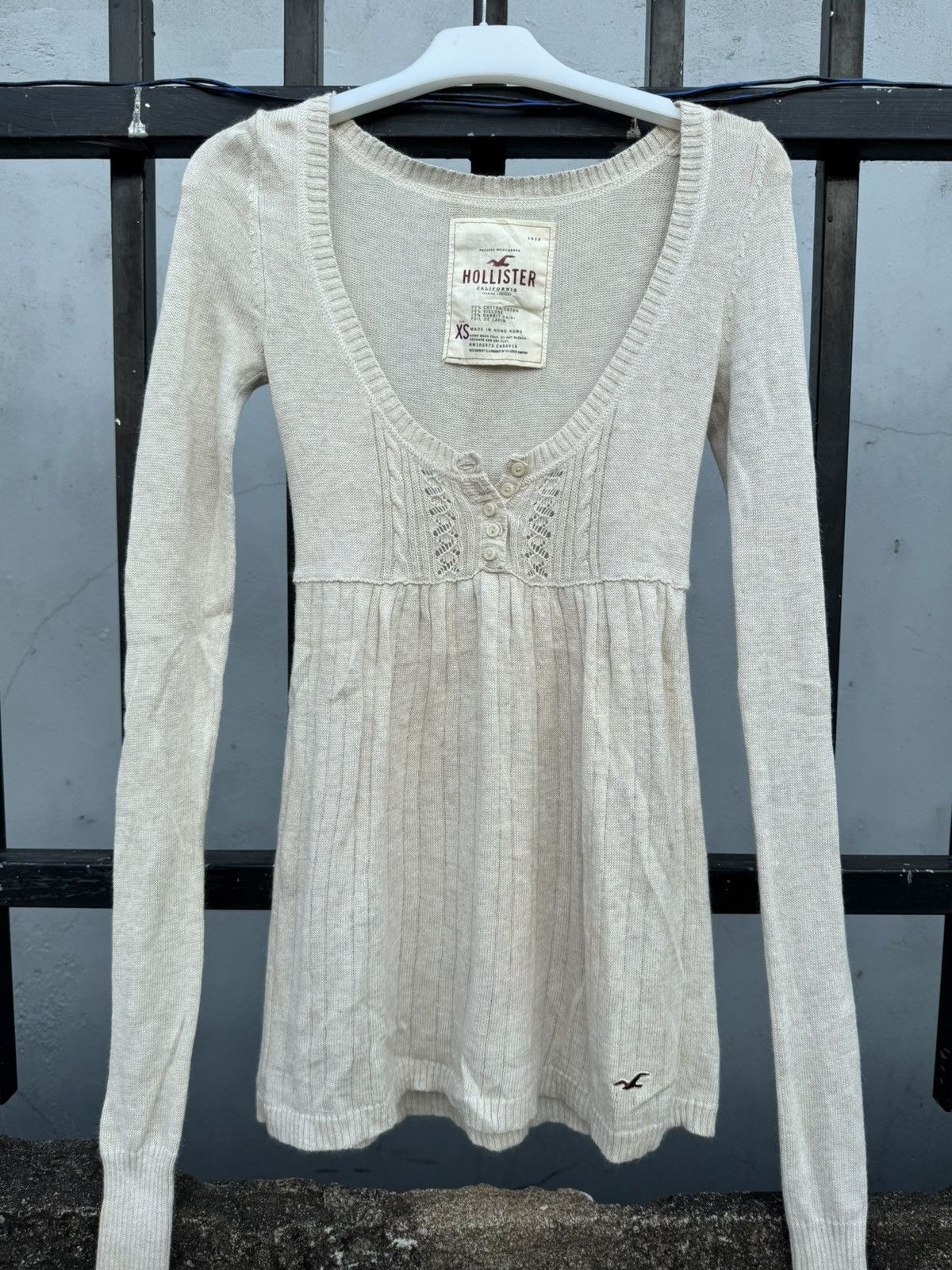 Japanese Brand Y2K Babydoll Cream Hollister Sweater Size XS / US 0-2 / IT 36-38 - 2 Thumbnail