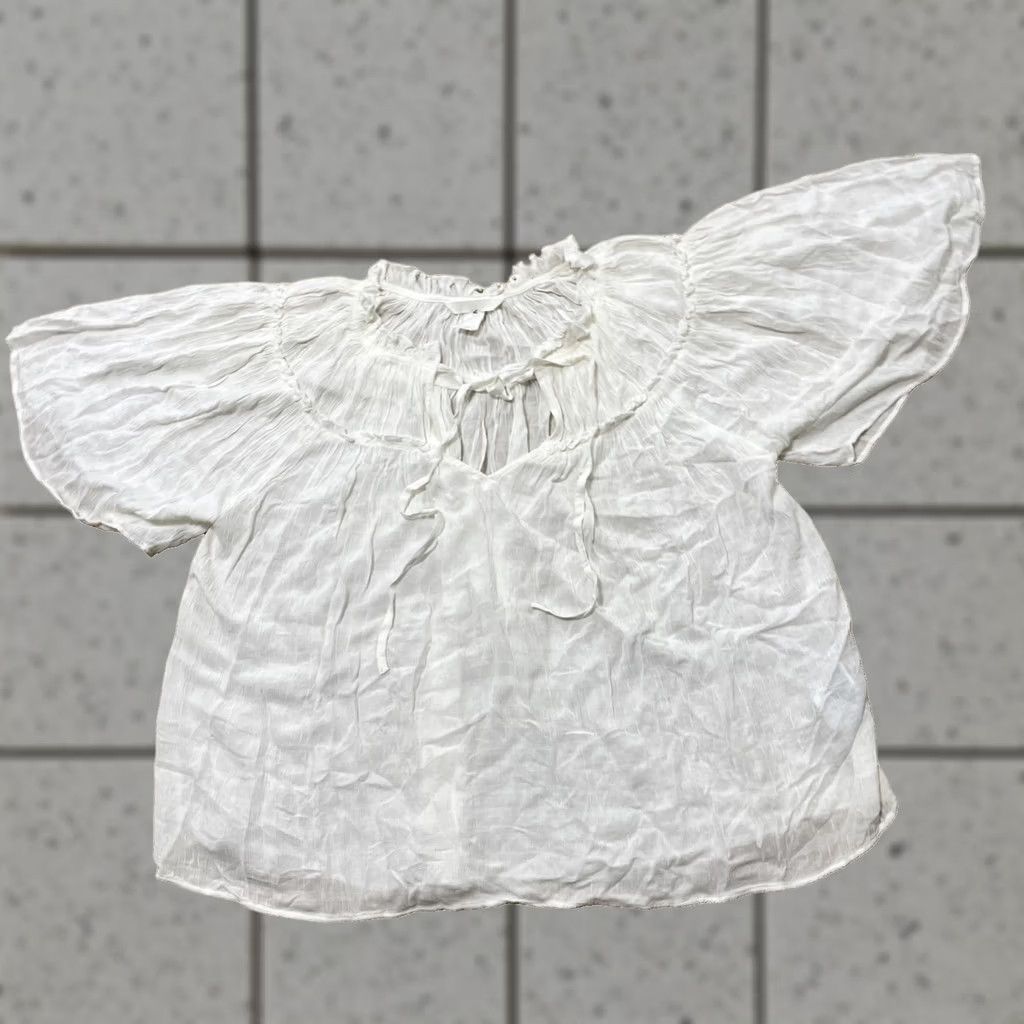 H&M H&M Top Women XS White Pirate Romantic Shirt Oversize Boho Frills Hippie Western Shirt Size XS / US 0-2 / IT 36-38 - 1 Thumbnail