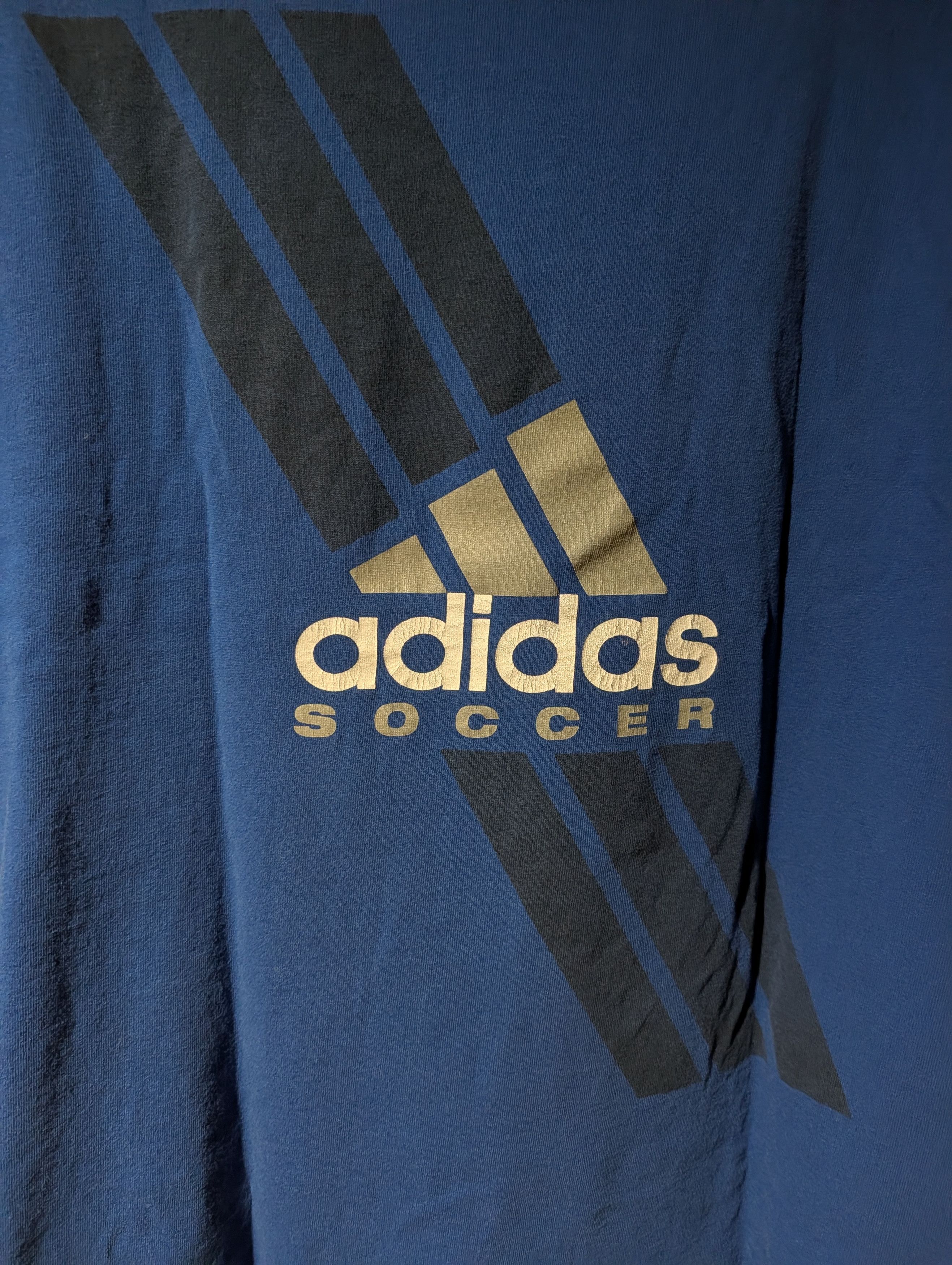 Adidas VTG 90s Adidas Soccer Big Logo T-Shirt Back Print Made USA Size US XL / EU 56 / 4 - 11 Thumbnail
