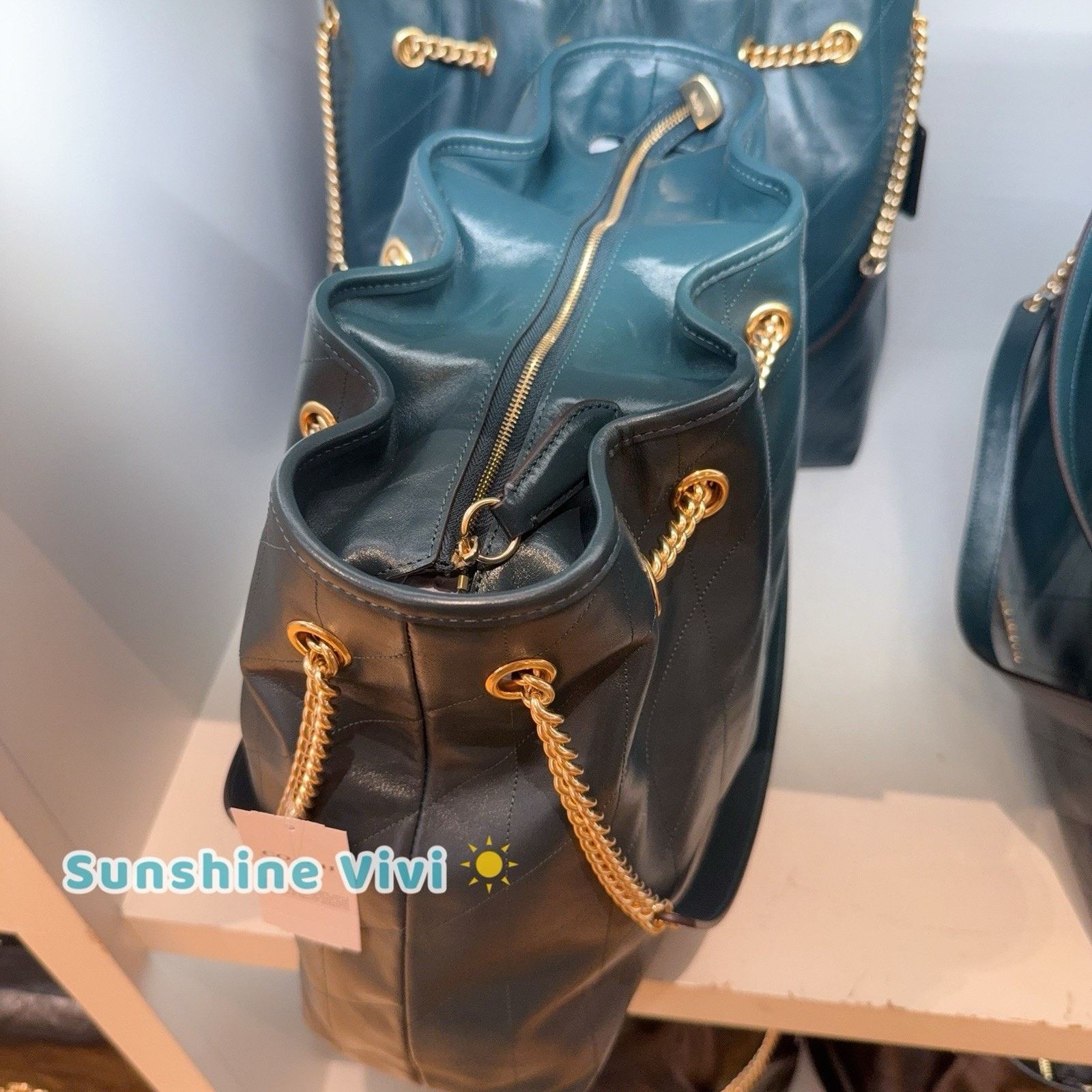 Coach NWT Coach Evelyn Large Shoulder Bag CCZ81 Leather DARK TEAL Size ONE SIZE - 3 Thumbnail