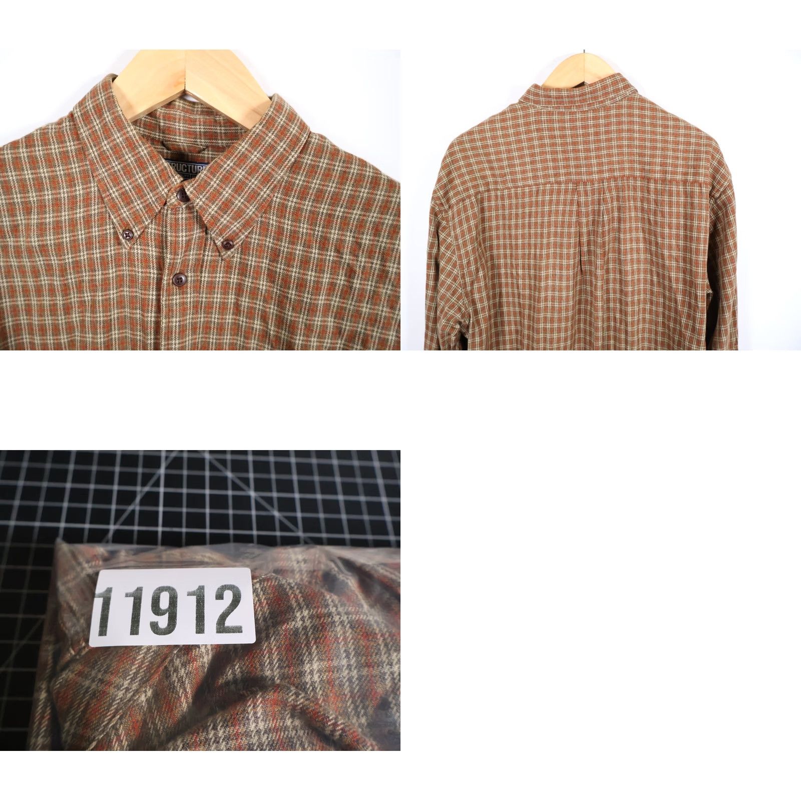 Vintage VINTAGE Structure Flannel Shirt Men's Large Brown Plaid Lightweight Relaxed Fit 90s Size US L / EU 52-54 / 3 - 9 Thumbnail