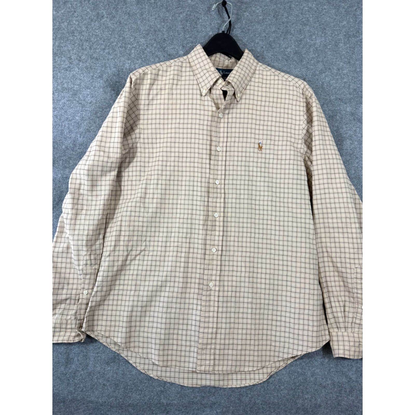 Ralph Lauren Ralph Lauren Shirt Mens L Beige Tan Micro Plaid Custom Fit Long Sleeve Pony Logo Size US L / EU 52-54 / 3 - 4 Thumbnail