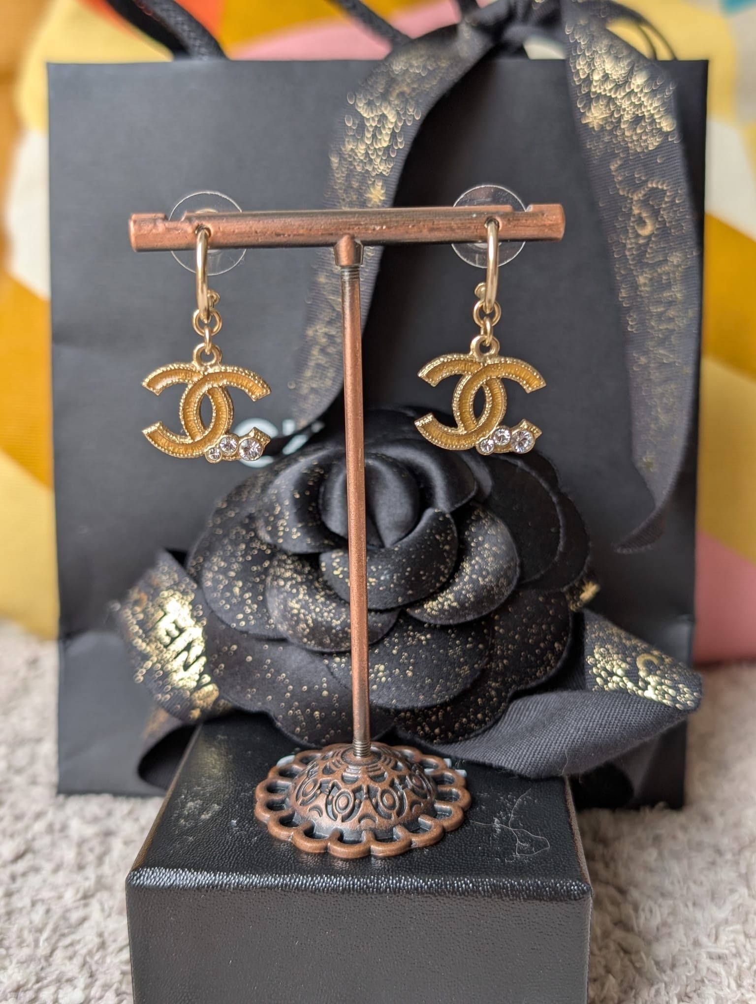 Chanel Chanel CC 10A GHW Crystal Dangling CoCoMarkEarrings Box Size ONE SIZE - 4 Thumbnail