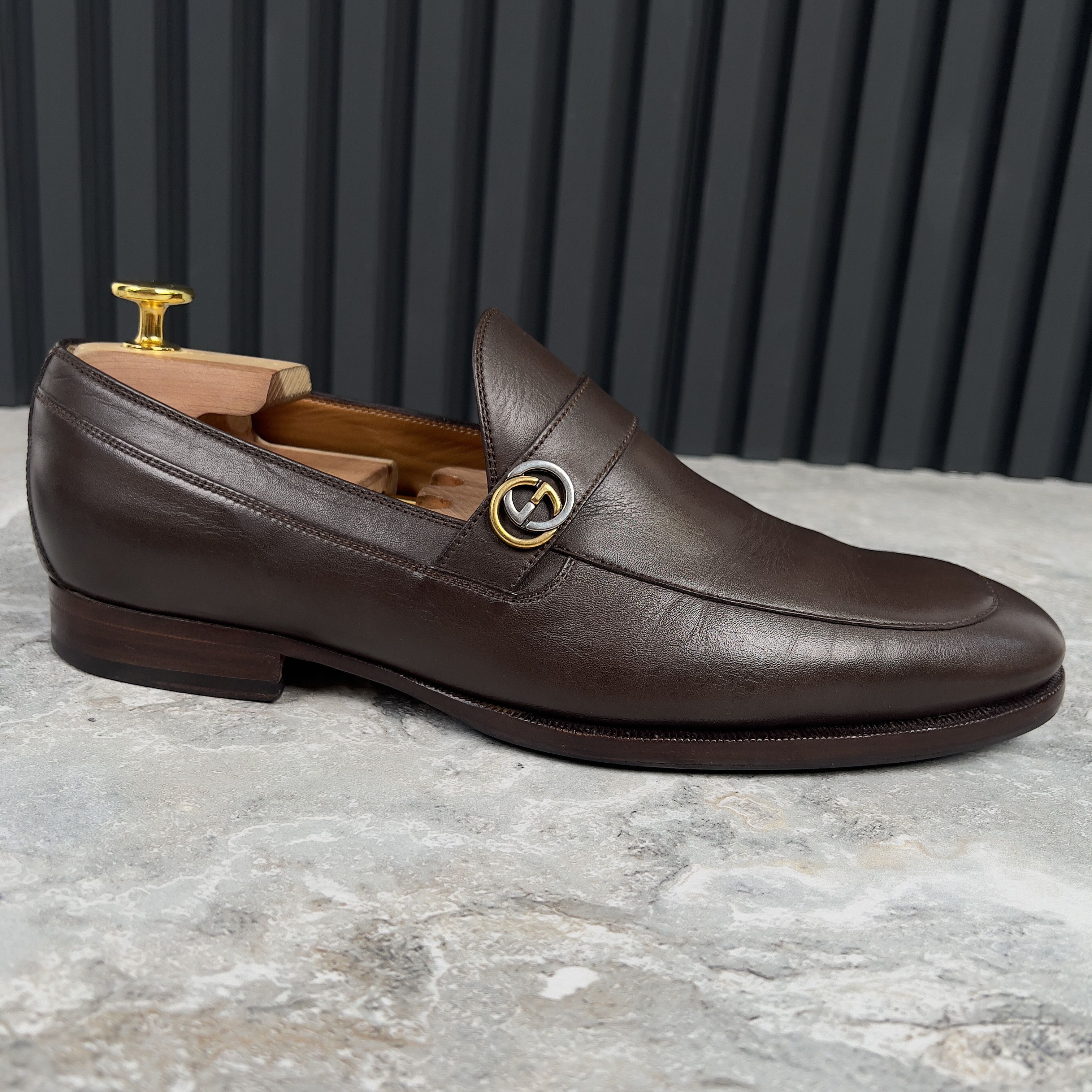 Gucci Interlocking GG Loafers Brown Leather Size US 8 / EU 41 - 4 Thumbnail