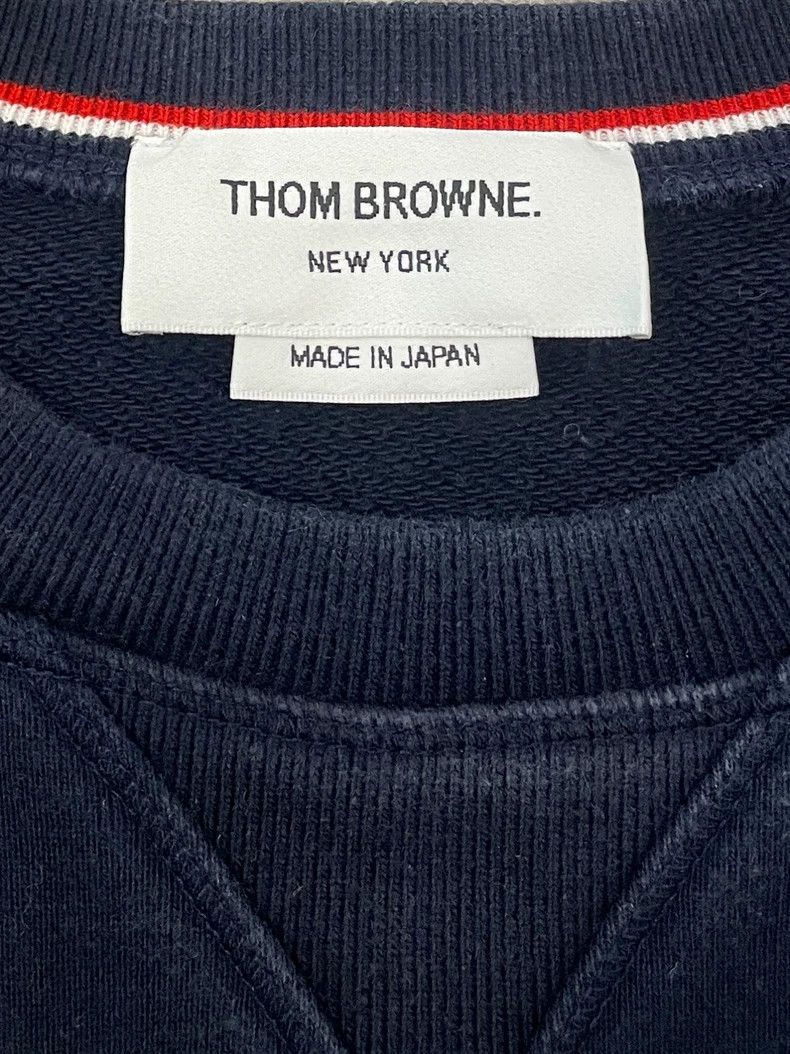 Thom Browne Thom browne Dark blue four-striped round-neck sweatshirt 25 Size US XS / EU 42 / 0 - 6 Thumbnail