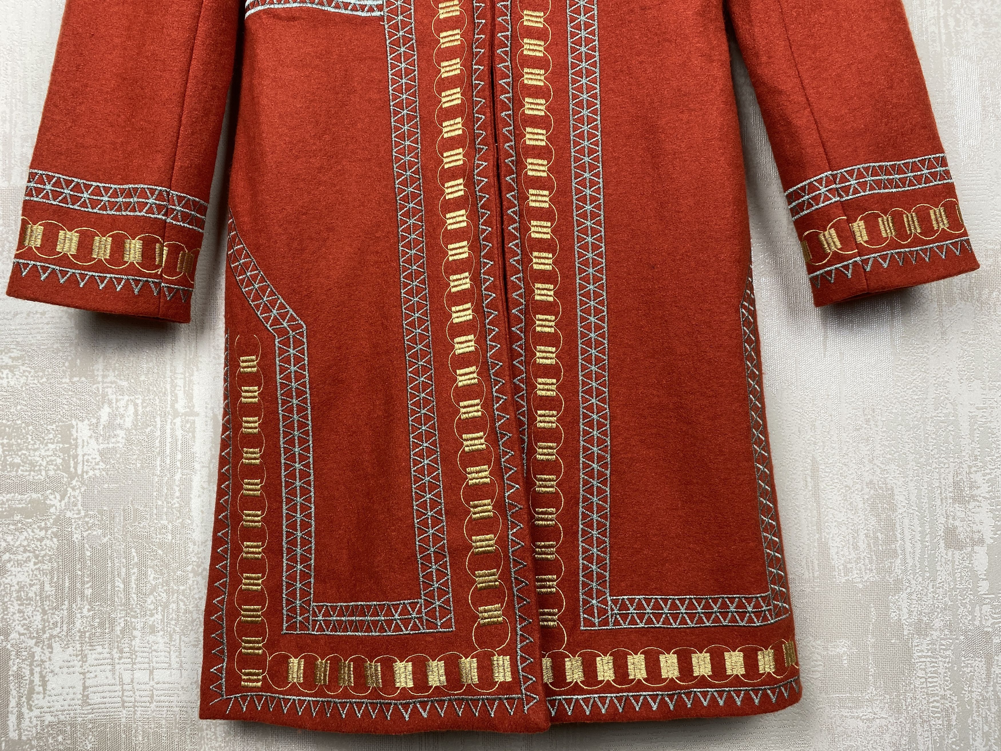 Anna Sui Anna Sui Wool Orange Bohemian Embroidered Details Coat Size M / US 6-8 / IT 42-44 - 7 Thumbnail