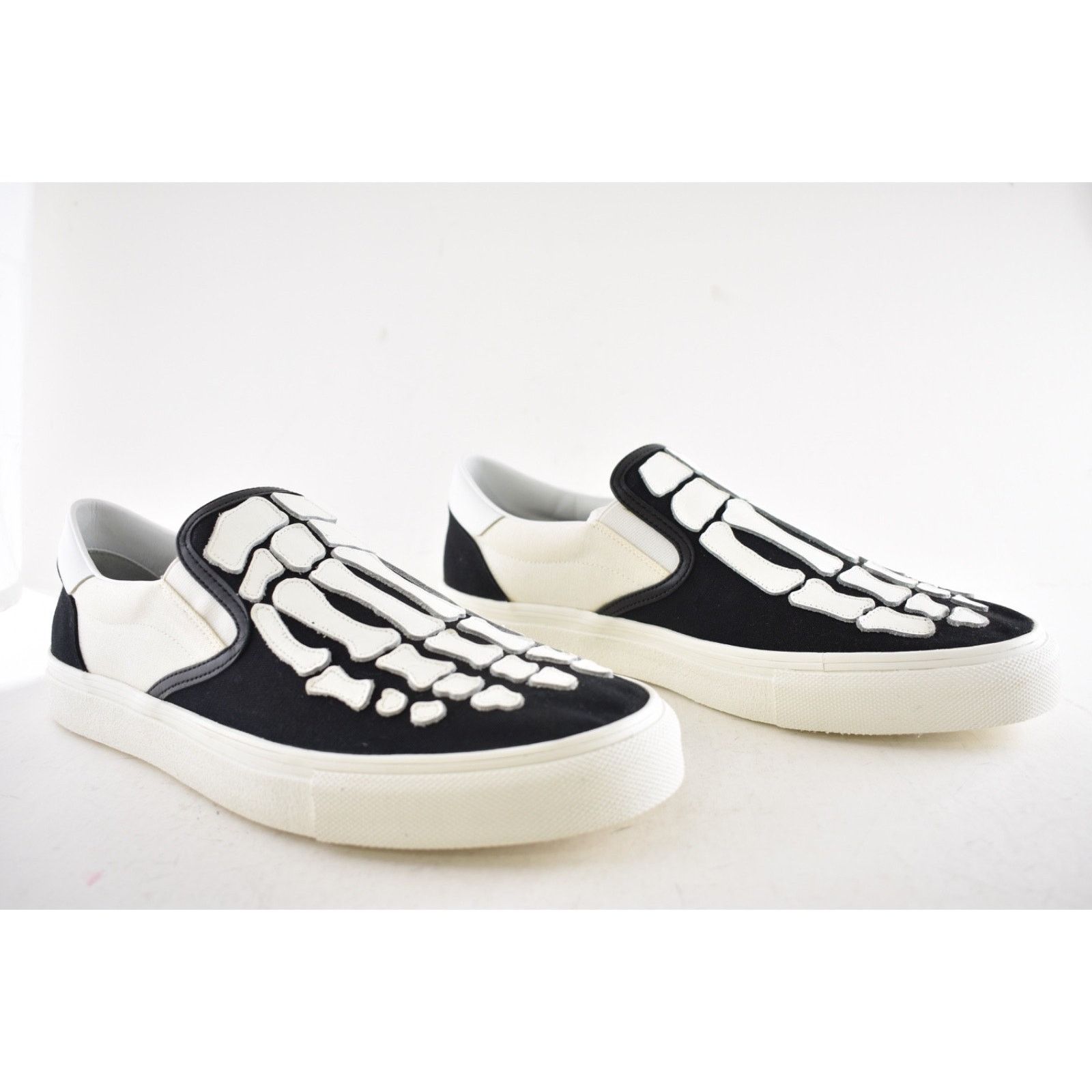 Amiri Amiri Mens Black White Skeleton Slip On Bones Sneakers 44 11 Size US 11 / EU 44 - 4 Thumbnail