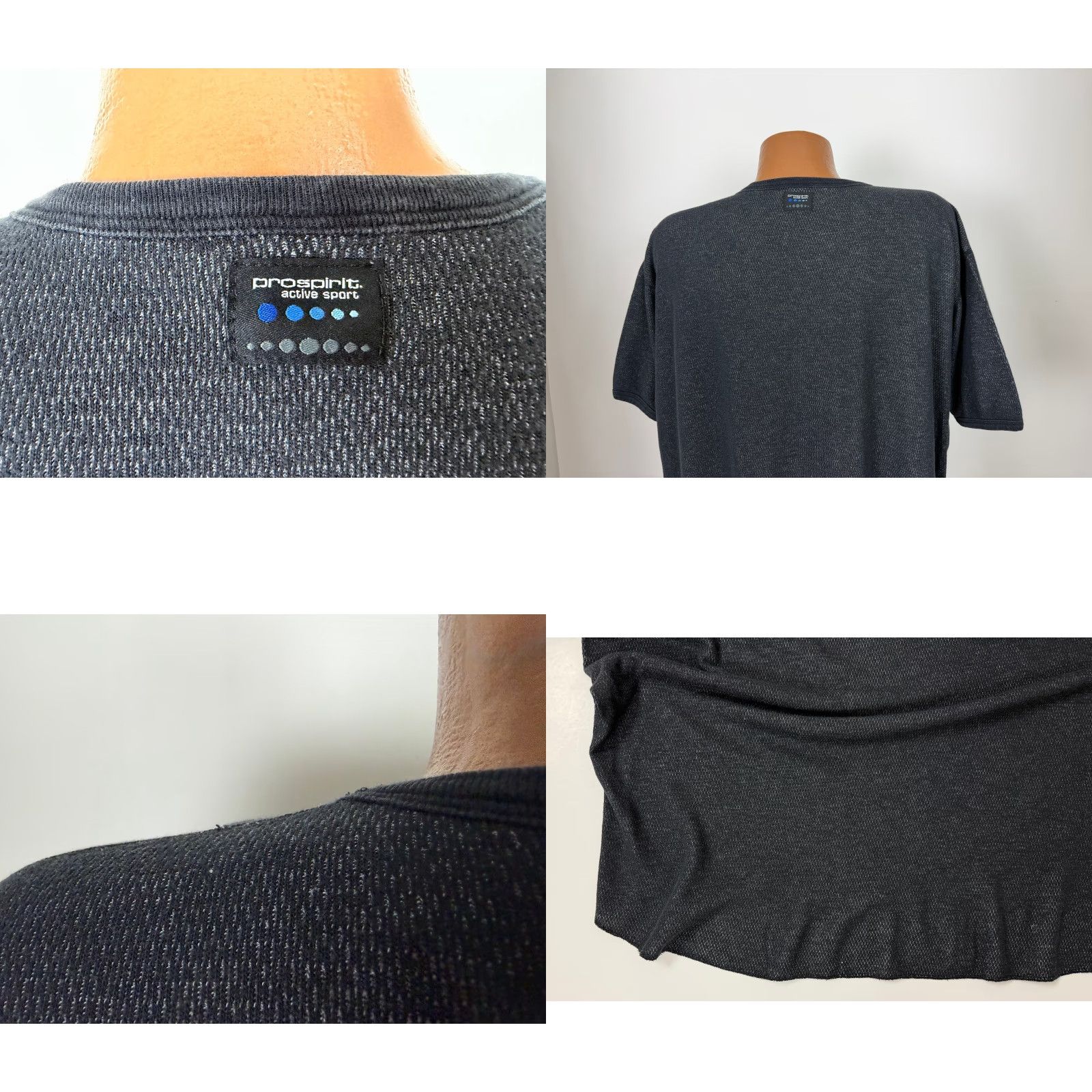 Vintage VINTAGE Prospirit 4XL Waffle-Knit Shirt Men Black Short Sleeve Thermal 90s Boxy Stretchy T-Shirt Size US XXL / EU 58 / 5 - 8 Thumbnail
