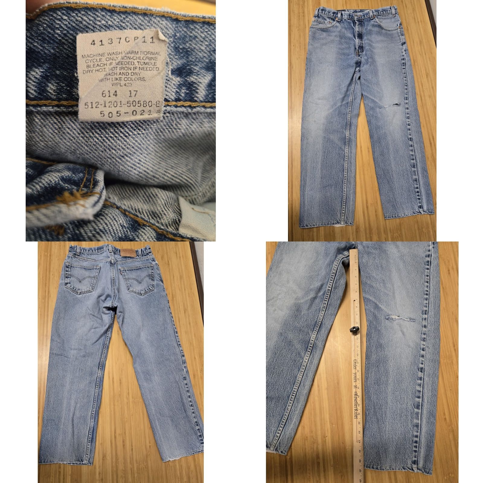 Levi's VINTAGE Levi's 505 Jeans Mens Regular Fit Straight Leg Light Wash 36x30 Made USA Denim Distressed 505-0217 Mens Size US 36 / EU 52 - 8 Thumbnail