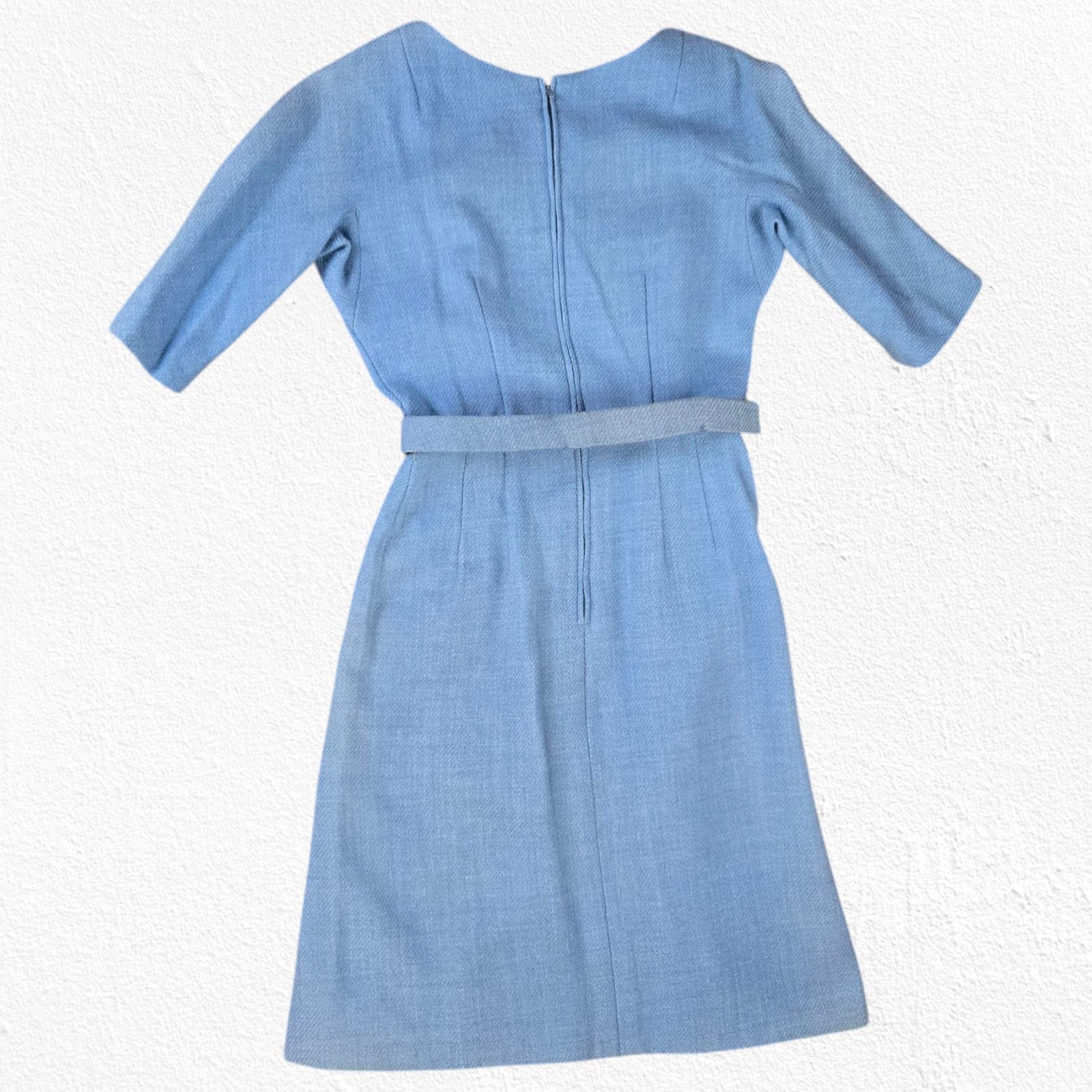 Vintage 50s Light Blue USA Union Made Rockabilly Wool Dress Size 2 Size XS / US 0-2 / IT 36-38 - 16 Thumbnail