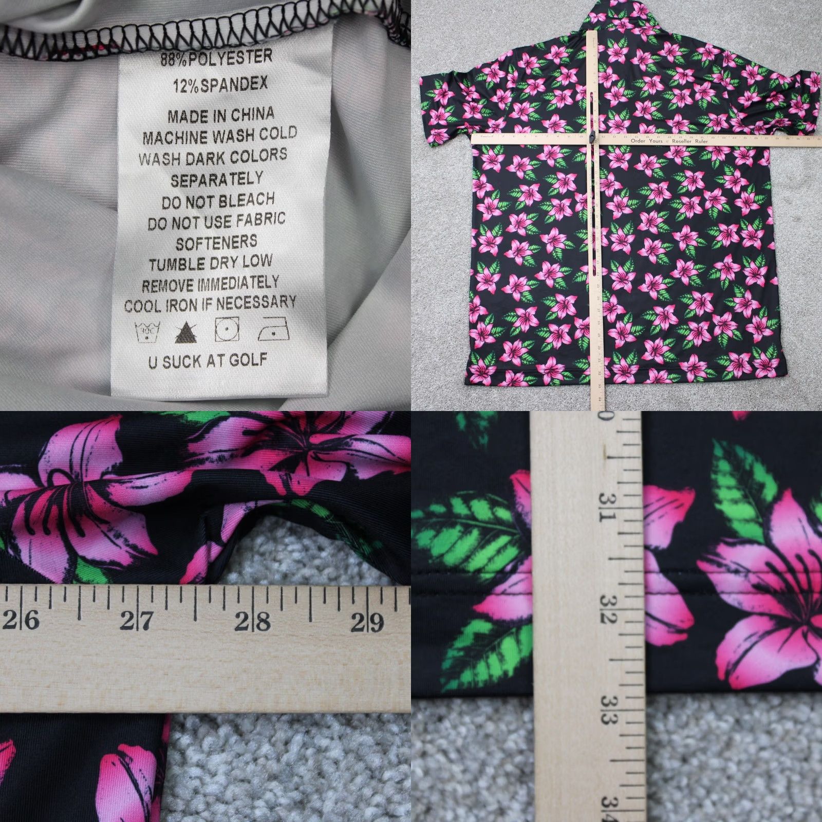 Vintage USAG You Suck at Golf Polo Shirt Mens 2XL XXL Black Floral Short Sleeve Polo Shirt Polo Shirt Mens 2XL Brand You Suck at Golf Size US XXL / EU 58 / 5 - 8 Thumbnail