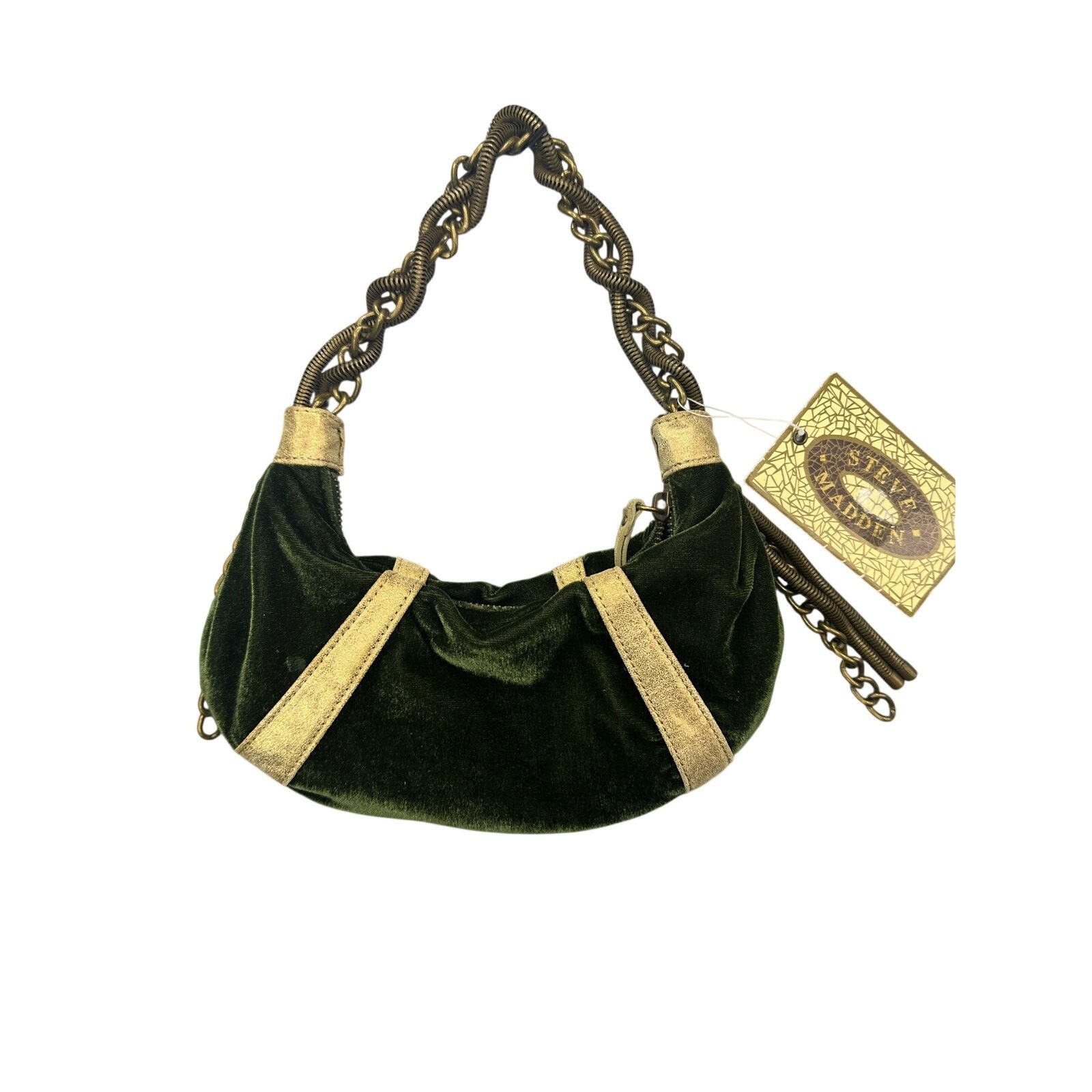 Steve Madden Steve Madden Green Velvet Medusa Hobo Bag Heavy Bronze Chain Size ONE SIZE - 1 Thumbnail