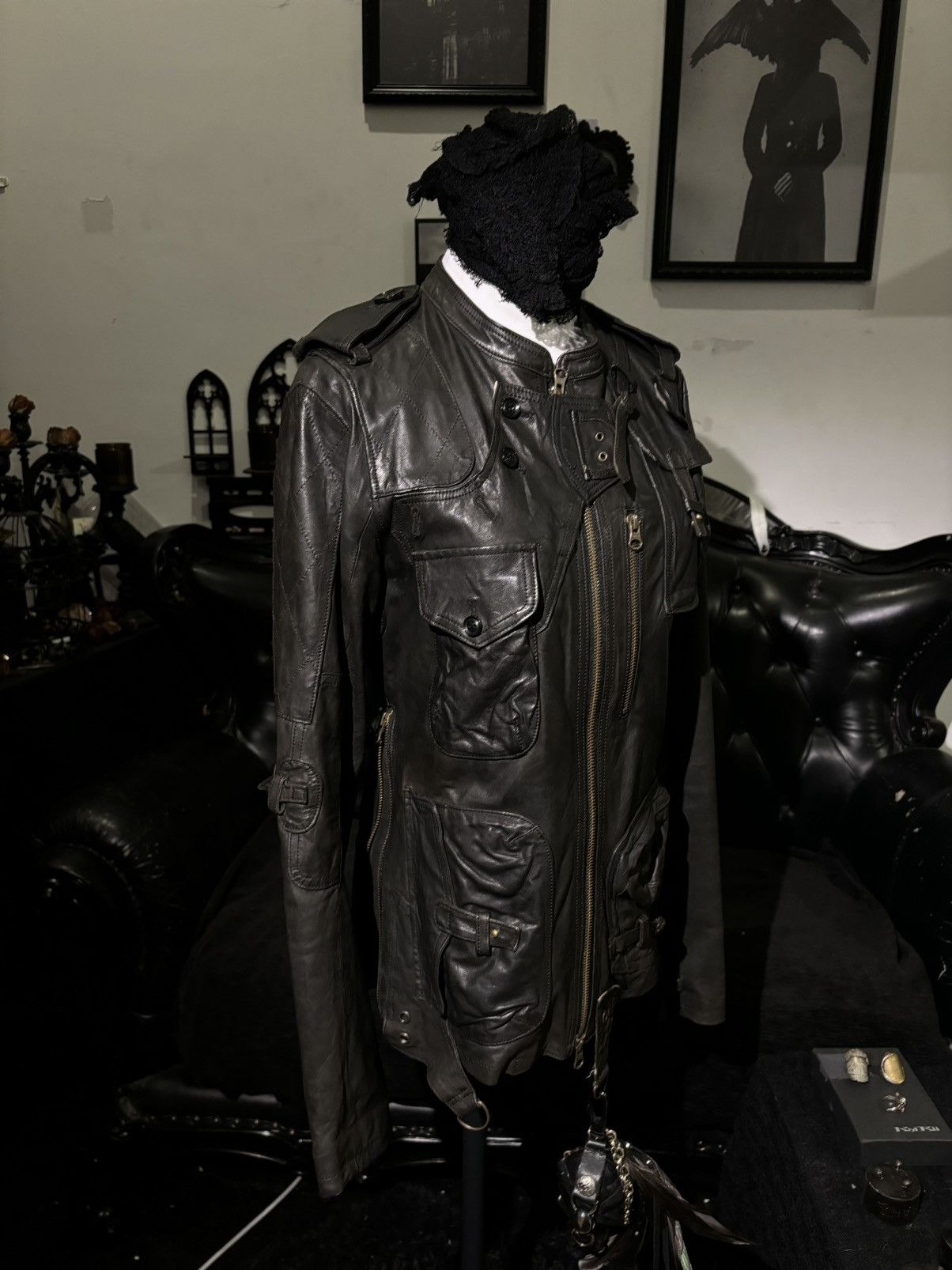 Share Spirit Homme Share spirit Vintage Army Multi-function Leather Jacket Size US S / EU 44-46 / 1 - 2 Thumbnail