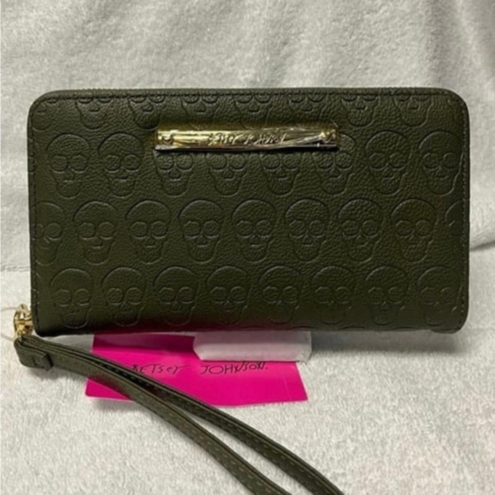 Betsey Johnson BETSEY JOHNSON Zip Around Wallet Embossed Skulls Green Size ONE SIZE - 1 Thumbnail
