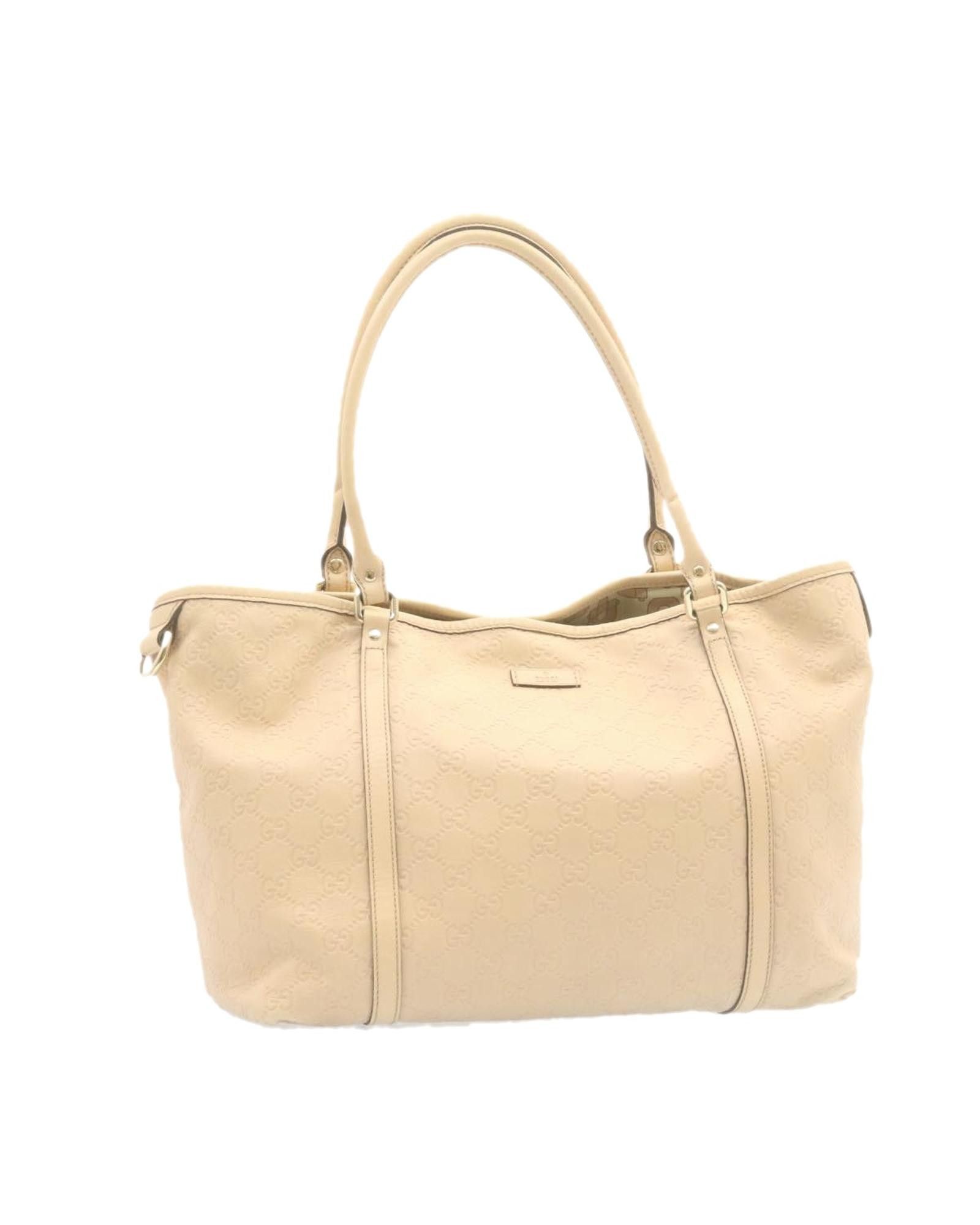 image of Beige Leather Gucci Shima Tote Bag, Women's