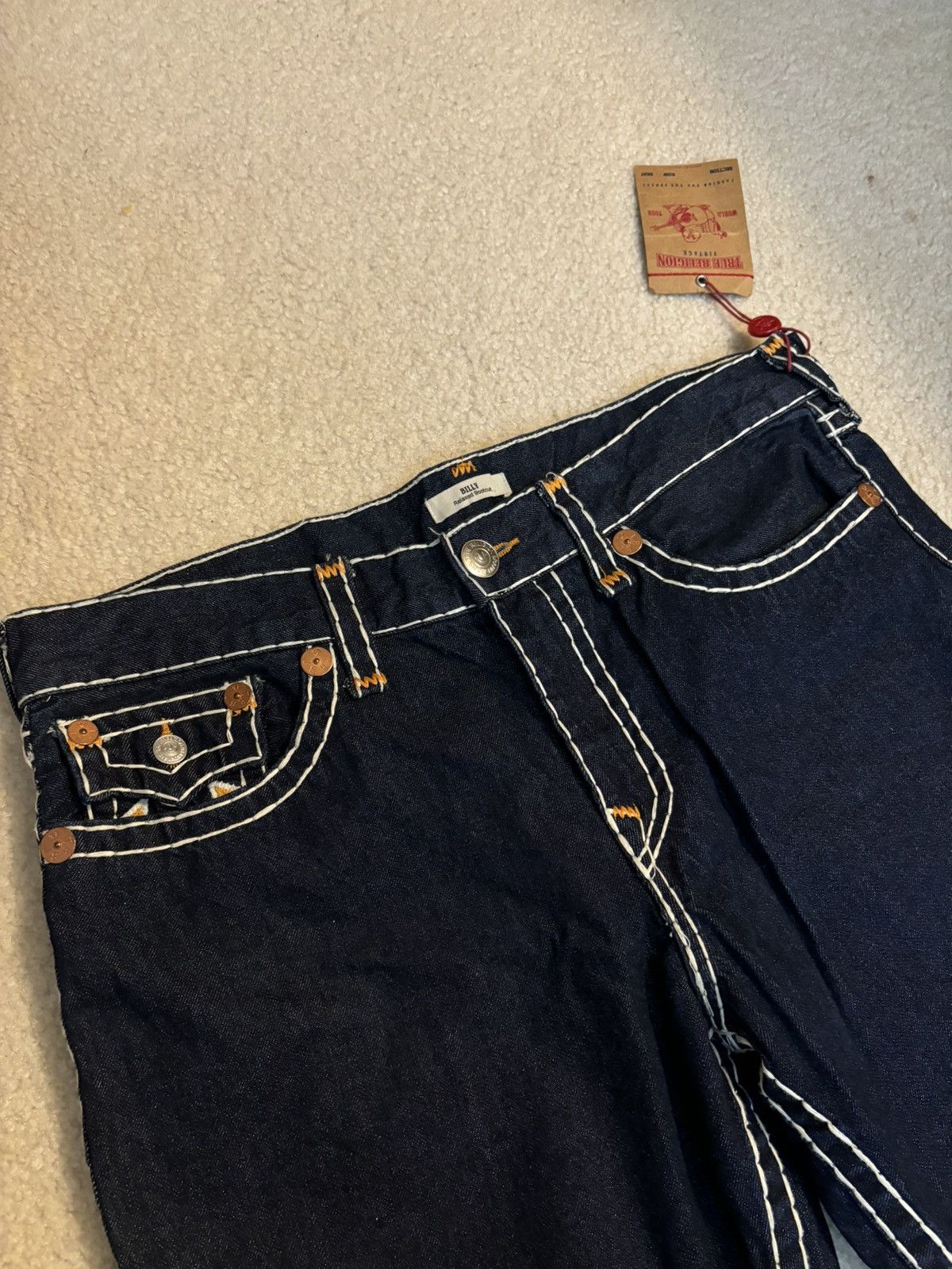 True Religion True Religion Billy Super T Bootcut Orange Horseshoe Jeans Size US 38 / EU 54 - 6 Thumbnail