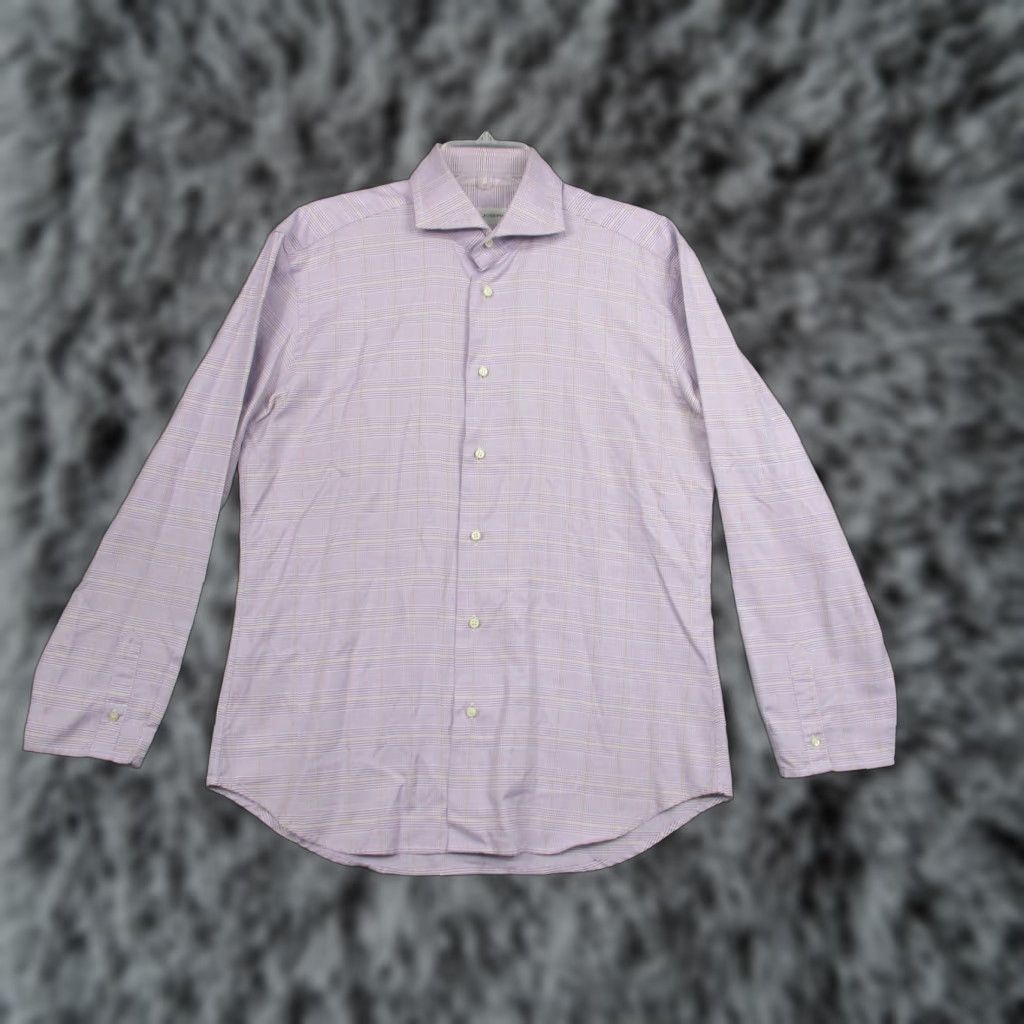 joseph feiss dress shirts non iron Joseph & Feiss Dress Shirt Mens 20 36/37 Non Iron Purple Check