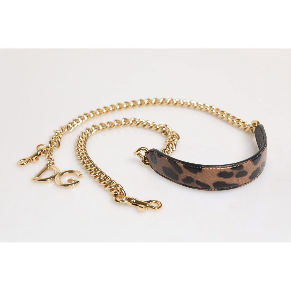 Dolce & Gabbana Dolce & Gabbana Brown Leopard Gold Brass Chain Accessory Sho Size ONE SIZE - 5 Thumbnail