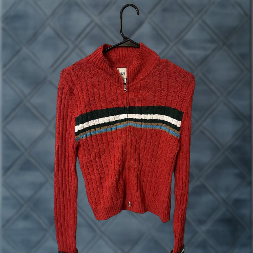 Urban Outfitters BDG Crop Long Sleeve Zip Up Sweater Urban Outfitters Red Cotton Blend Size Large Womens Size L / US 10 / IT 46 - 1 Thumbnail