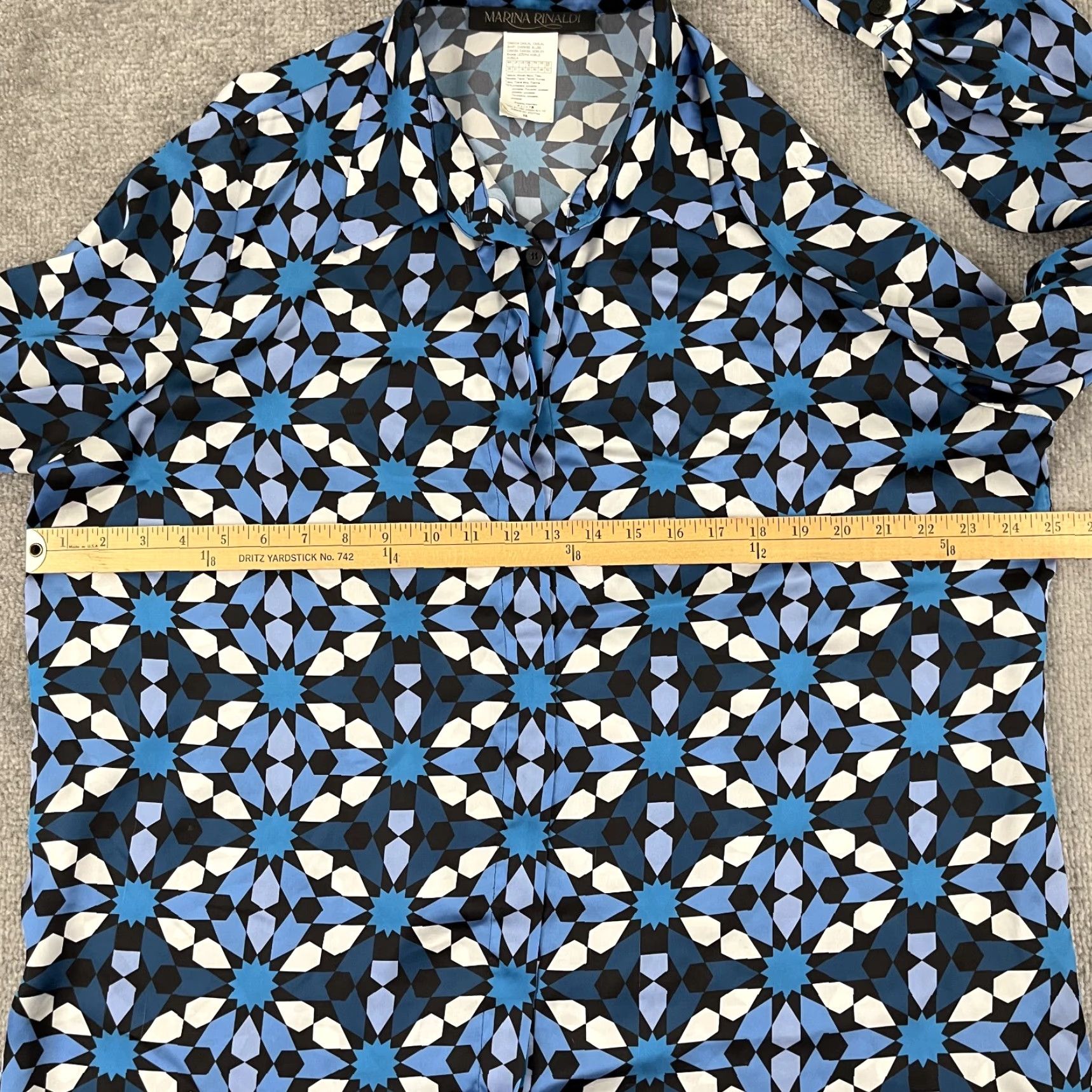 Marina Rinaldi Marina Rinaldi Shirt Womens Size MX 25 US 16 Blue Geometric Artsy Button Up Top Size XXL / US 16-18 / IT 52-54 - 4 Thumbnail
