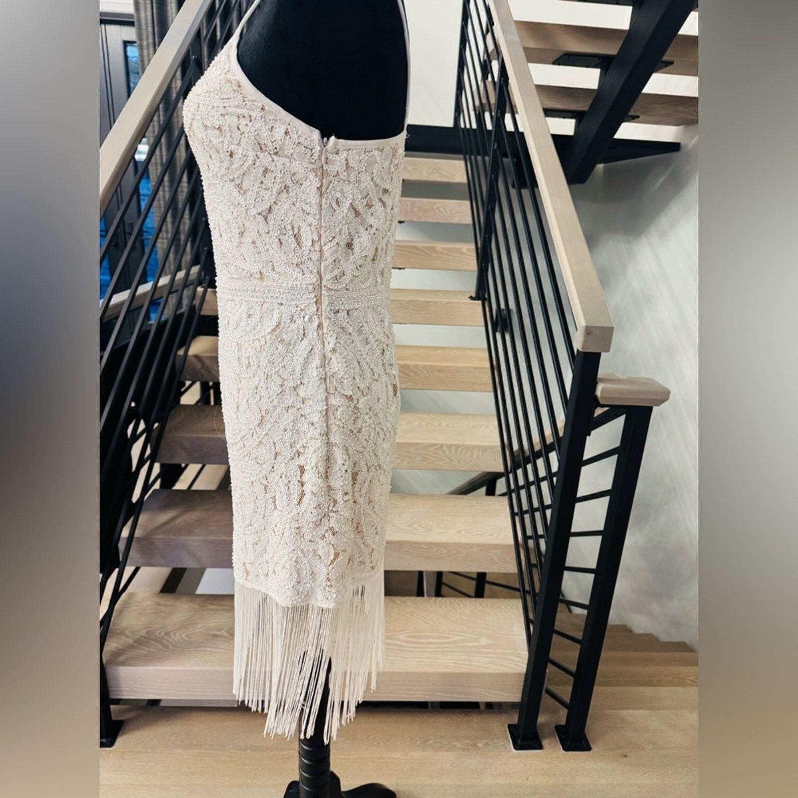 Other Elegant Cream Lace Glam Fringe Sequin Dress size S Size S / US 4 / IT 40 - 4 Thumbnail