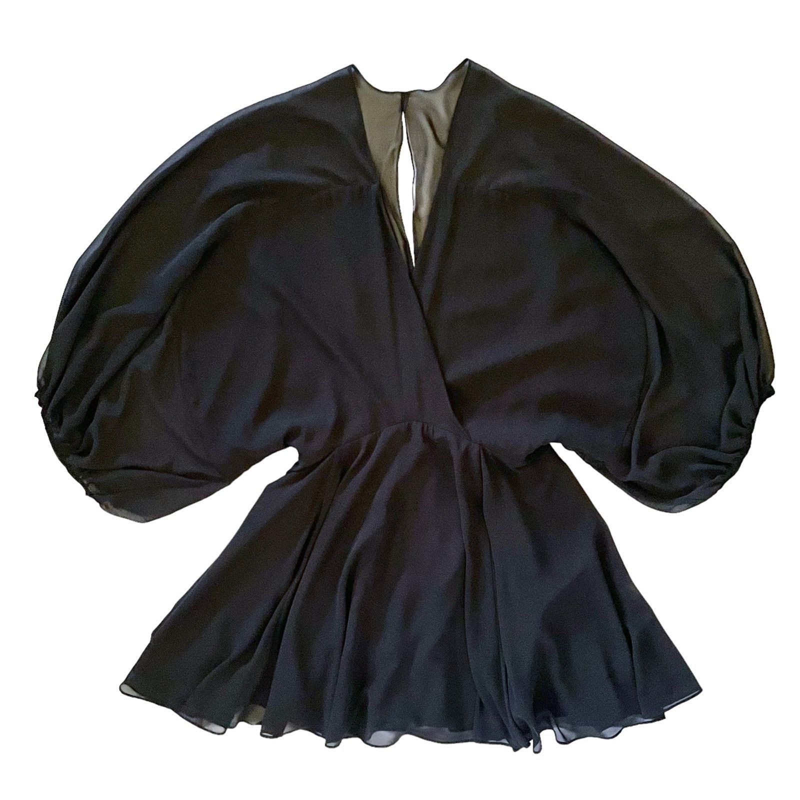 Mara Hoffman Mara Hoffman Black Chiffon Balloon Sleeve Mini Dress Size S / US 4 / IT 40 - 8 Thumbnail